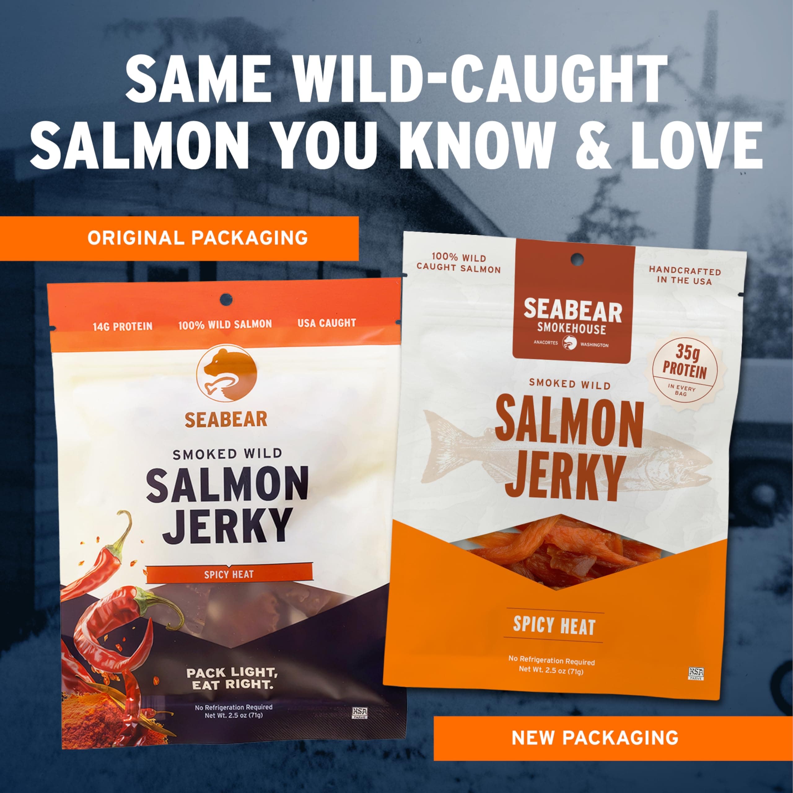 SeaBear Spicy Heat Wild King Salmon Jerky 2-Pack Smoked Salmon Jerky, Wild-Caught Alaskan Salmon, High-Protein Snack, Cold Smoked & Ready to Eat, Classic Smokehouse Flavor, 2.5 oz Bag (Pack of 2) thumbnail 7