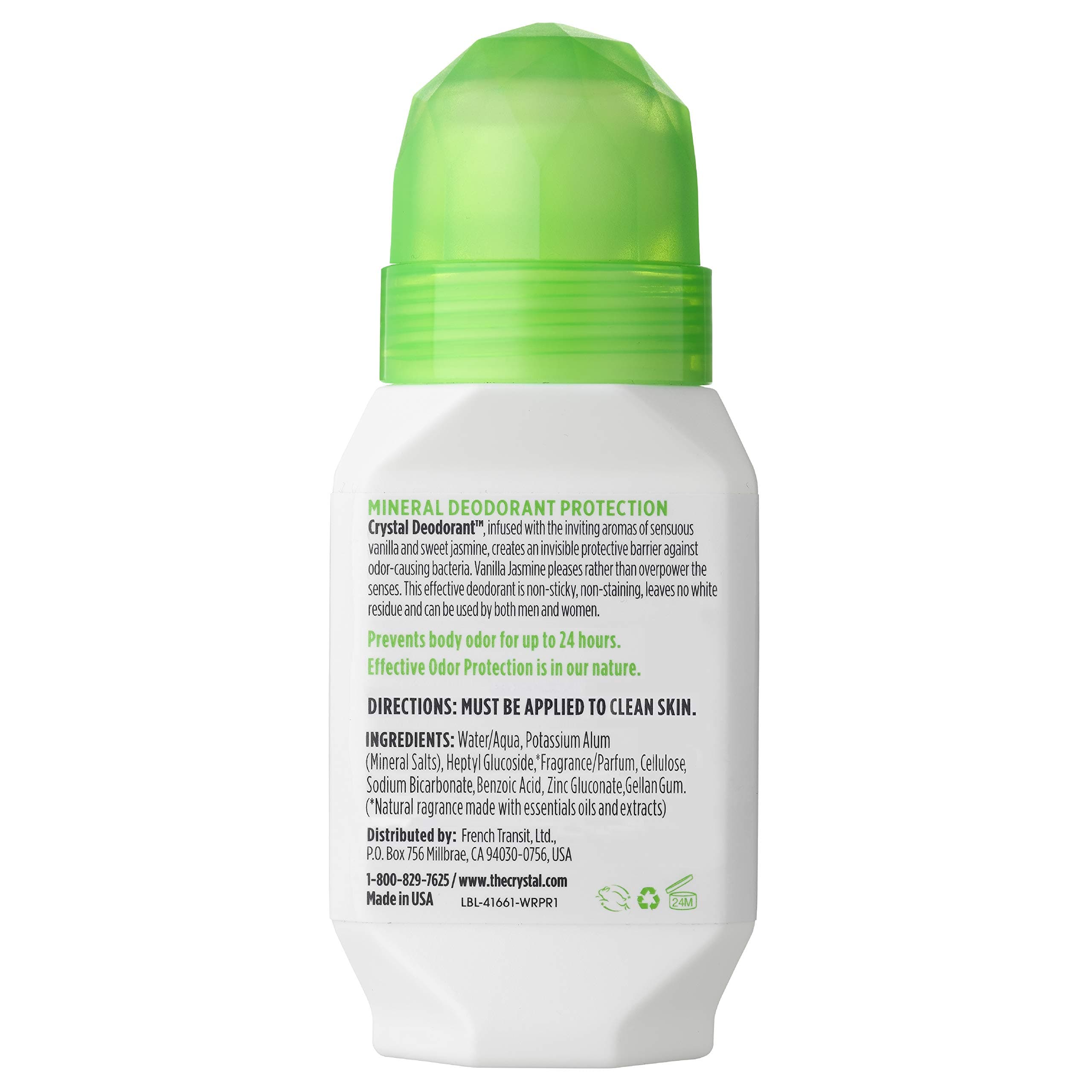 Crystal Deodorant - Mineral Roll on Vegan Deodorant for Women and Men, Vanilla Jasmine - 2.25 fl. oz. (Pack of 3) thumbnail 2