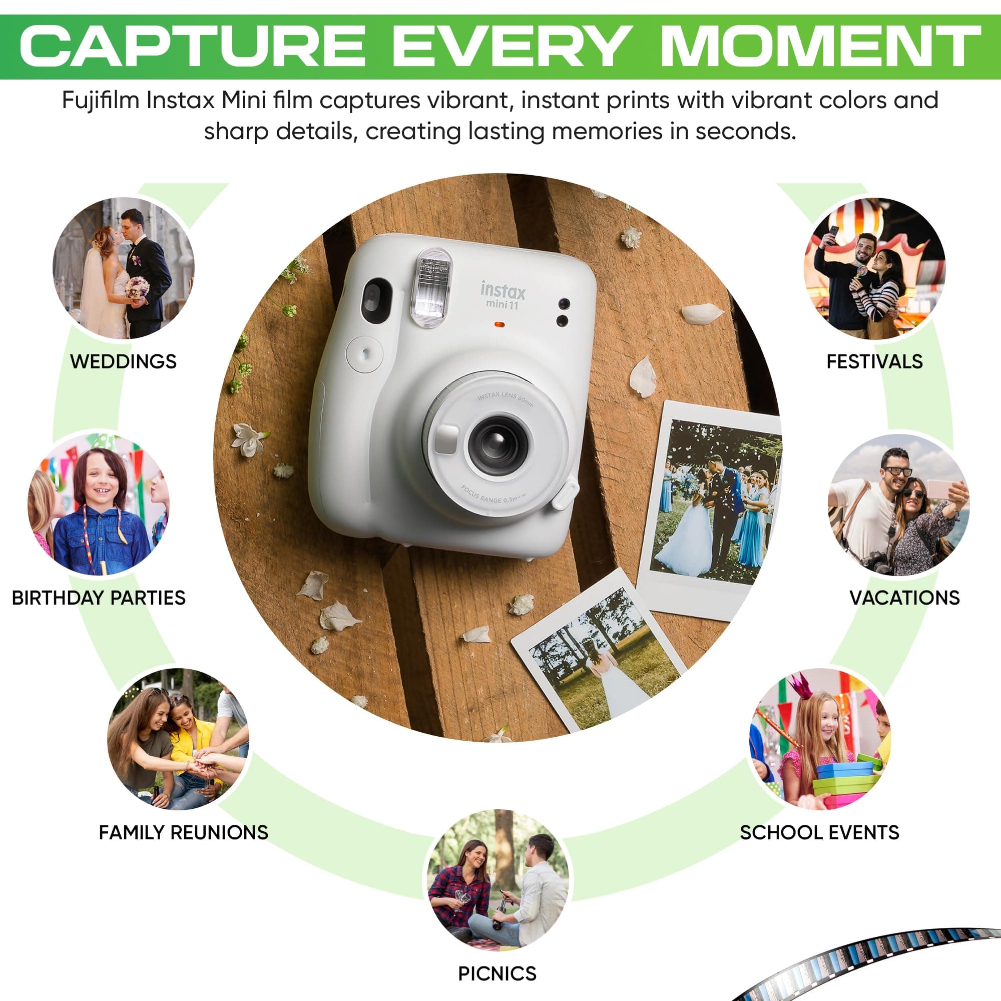 Fujifilm Instax Mini Film Two Instant Film Twin Packs - 40 EXP Total, ISO 800, Compatible to Mini Evo, Mini 40, 12, 11, 9, Bundeld with Premium Balveli Microfiber Cloth thumbnail 3
