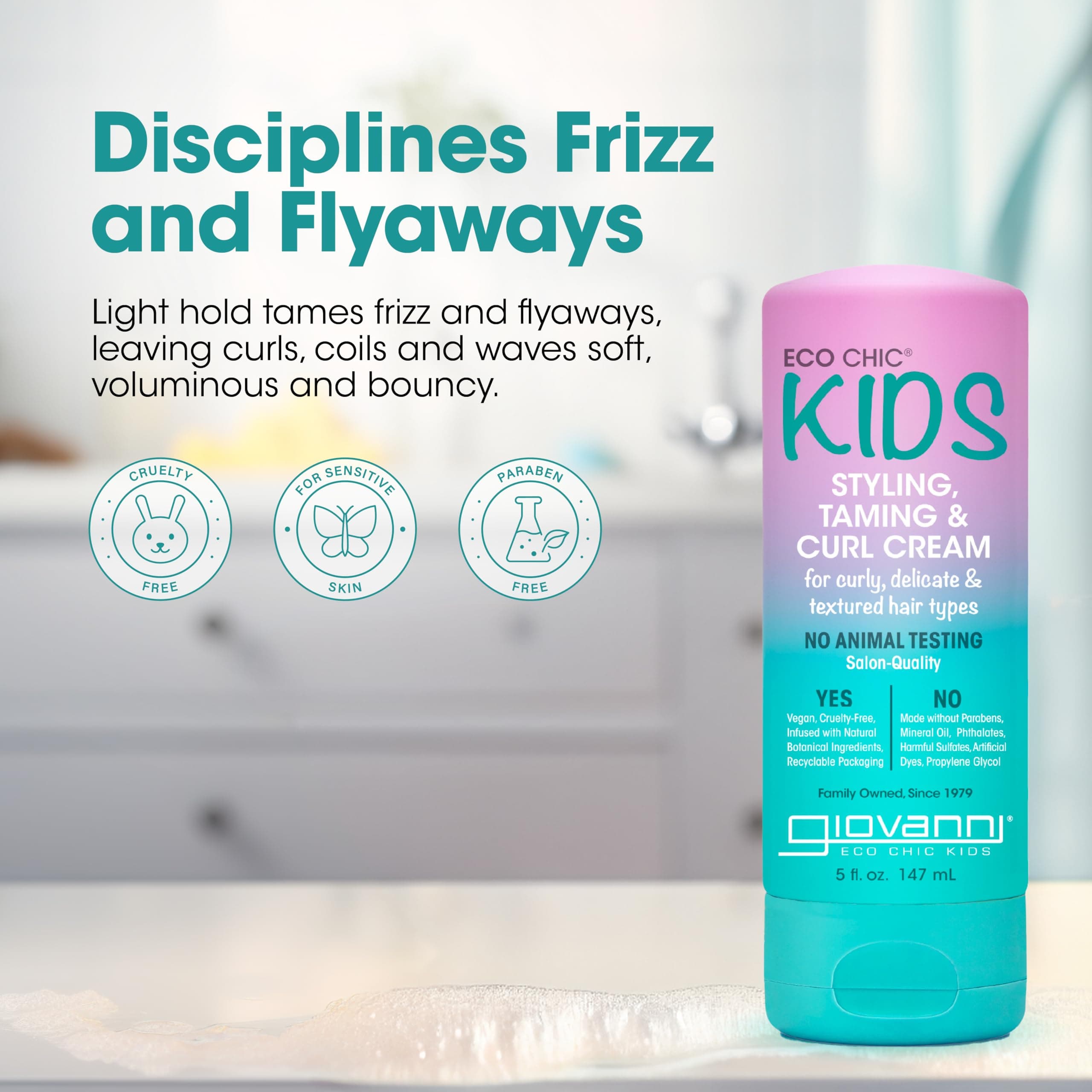 Eco Chic KIDs Styling Taming & Curl Cream - Kids Curl Cream, Curly Hair Products, for Delicate and Textured Hair Types, Long-Lasting & Lightweight, Salon Quality, Vegan-Friendly - 5 Fl Oz thumbnail 3