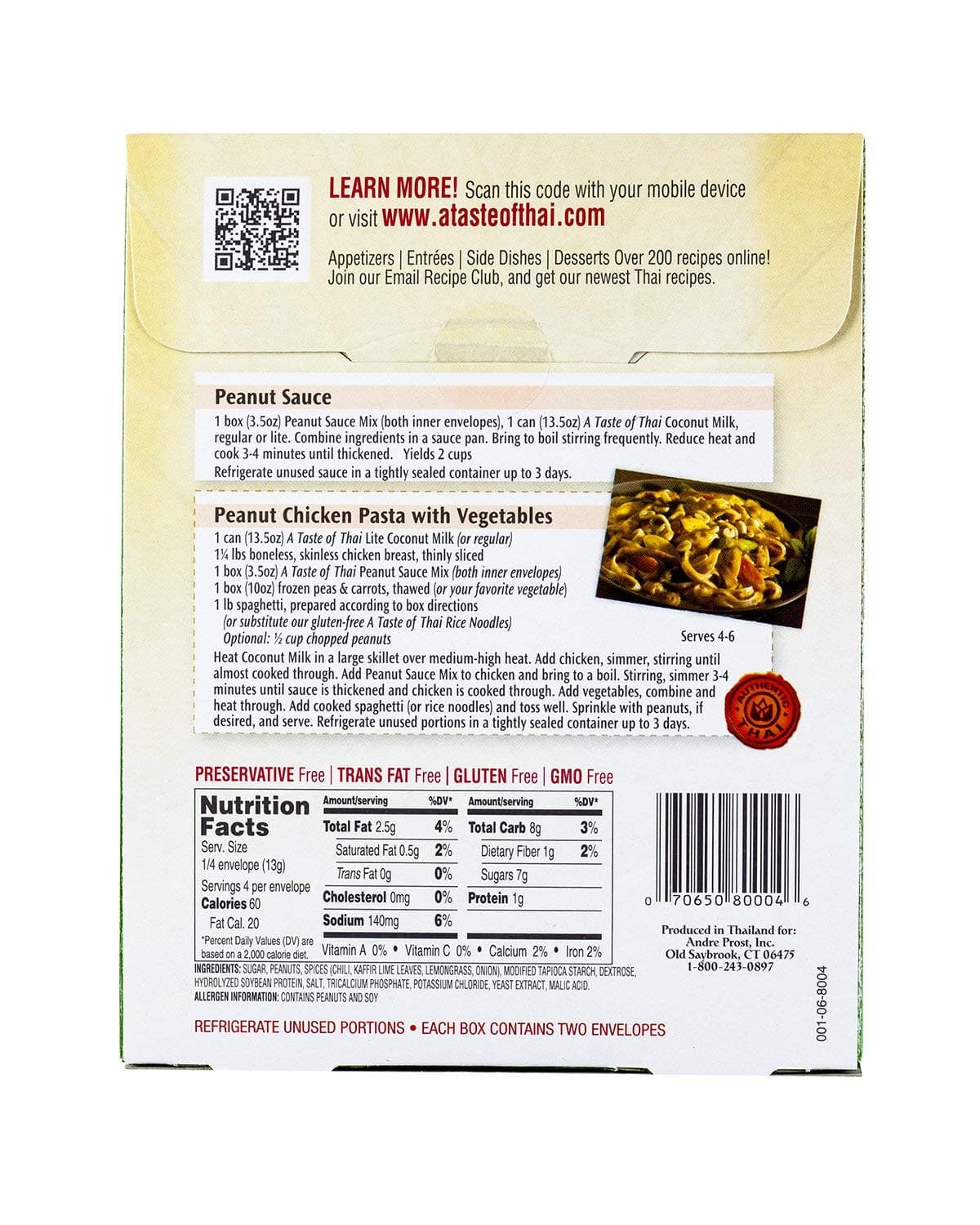 A Taste of Thai Peanut Sauce Mix Packets | Authentic Thai-Style Sauce with Ground Peanuts & Traditional Spices | Ready in Minutes | No Artificial Flavors | Non-GMO, Gluten-Free – (6 Pack, 3.5 oz Each) thumbnail 3