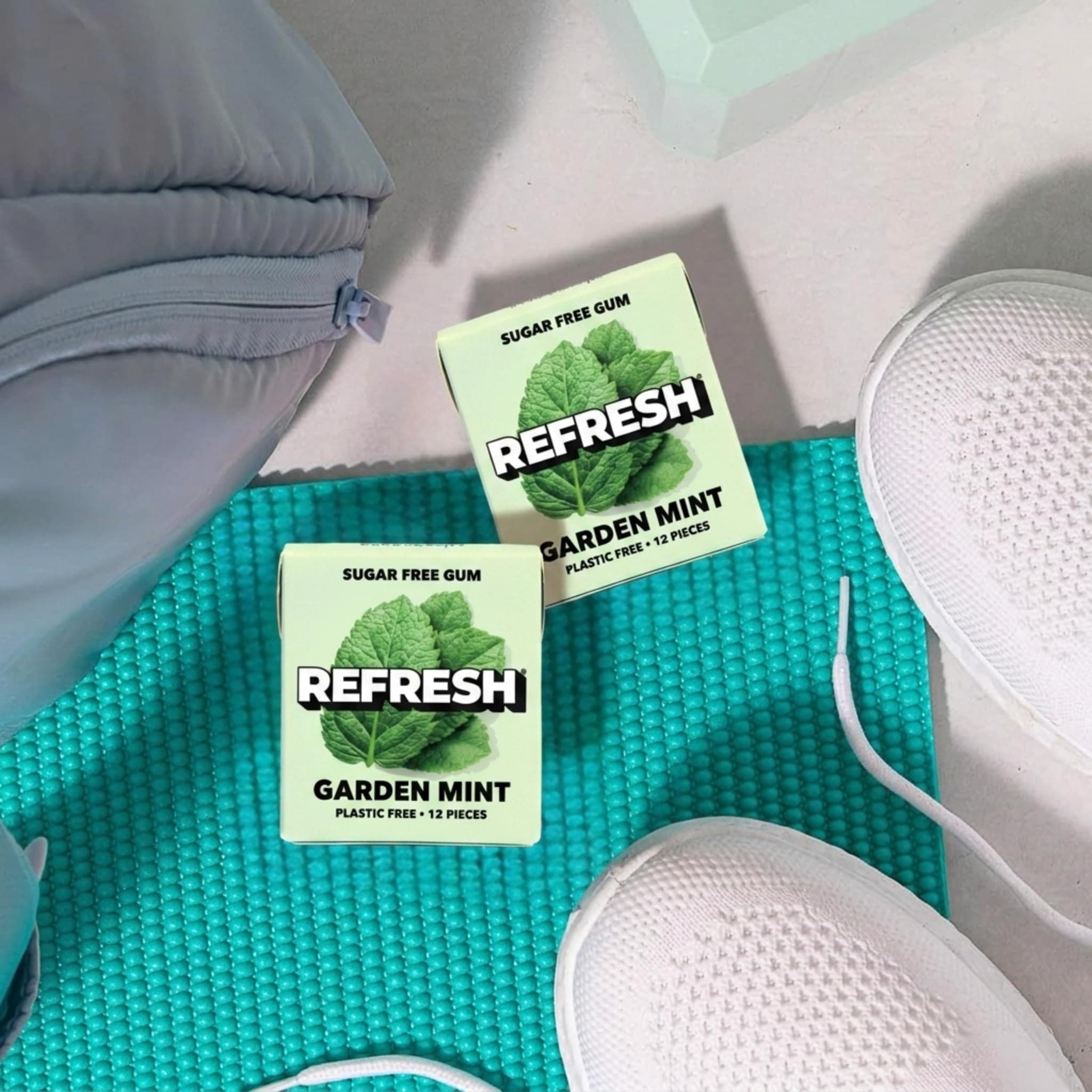 Refresh Gum, Sugar Free, Natural, Xylitol, Long Lasting Chewing Gum, Natural Flavors, Organic Ingredients, Plastic Free, Non GMO, Gluten Free, Vegan (Garden Mint) thumbnail 7