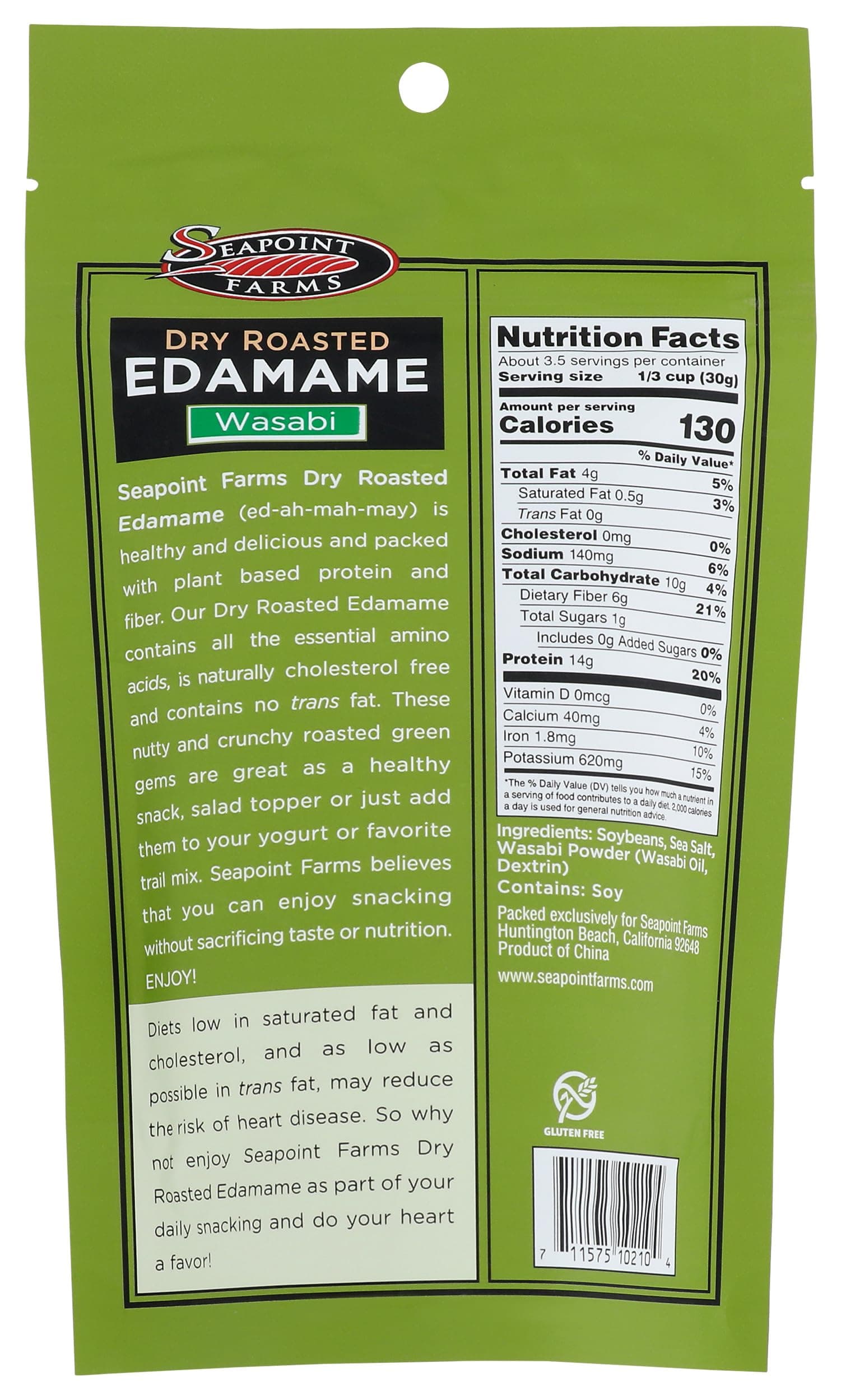 Seapoint Farms Dry Roasted Edamame, Wasabi, 3.5 Oz thumbnail 2