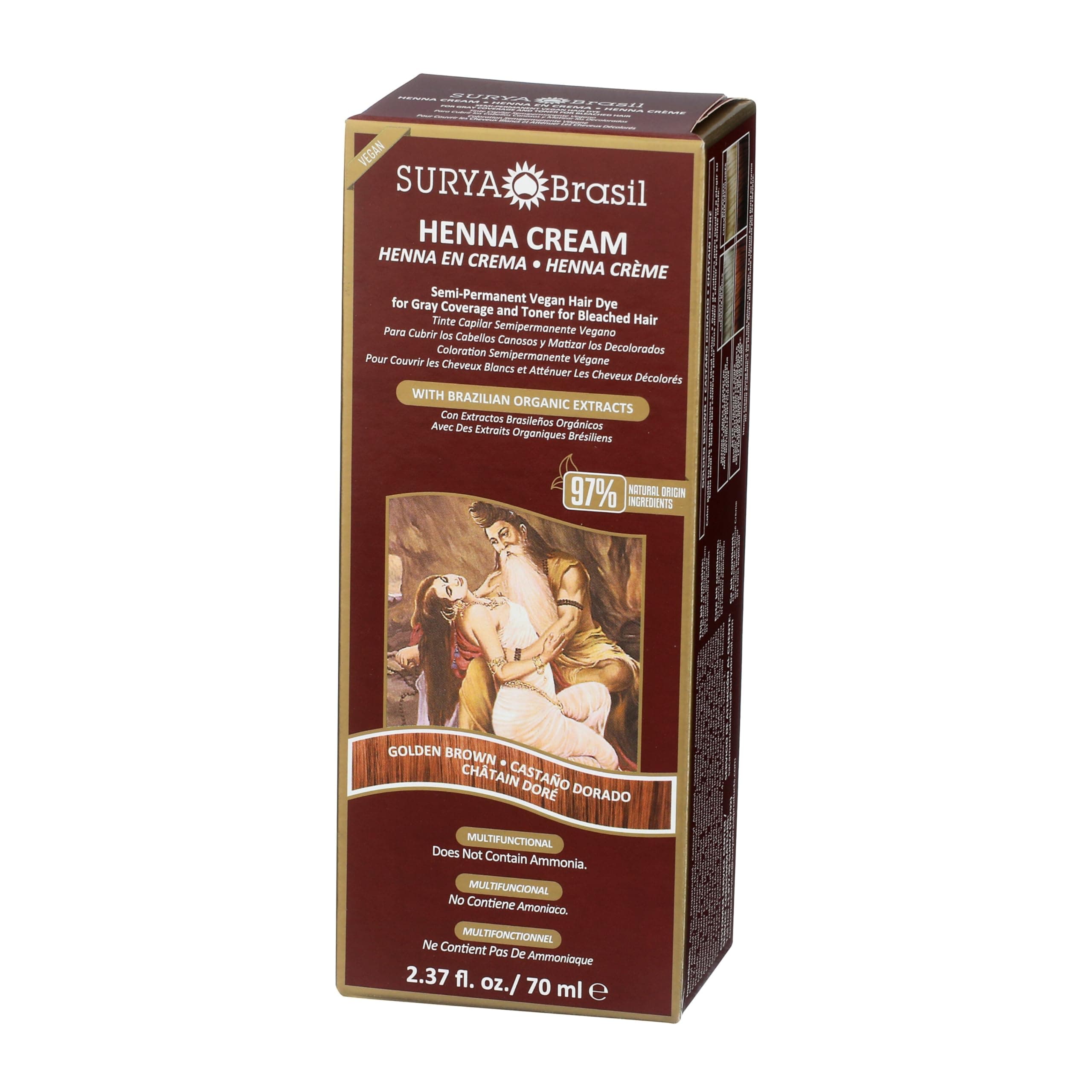 Surya Brasil - Henna Cream, Semi-Permanent Golden Brown Hair Color Treatment for Gray Coverage, Deep Conditioning Hair Dye, 2.37 oz / 70 ml thumbnail 5