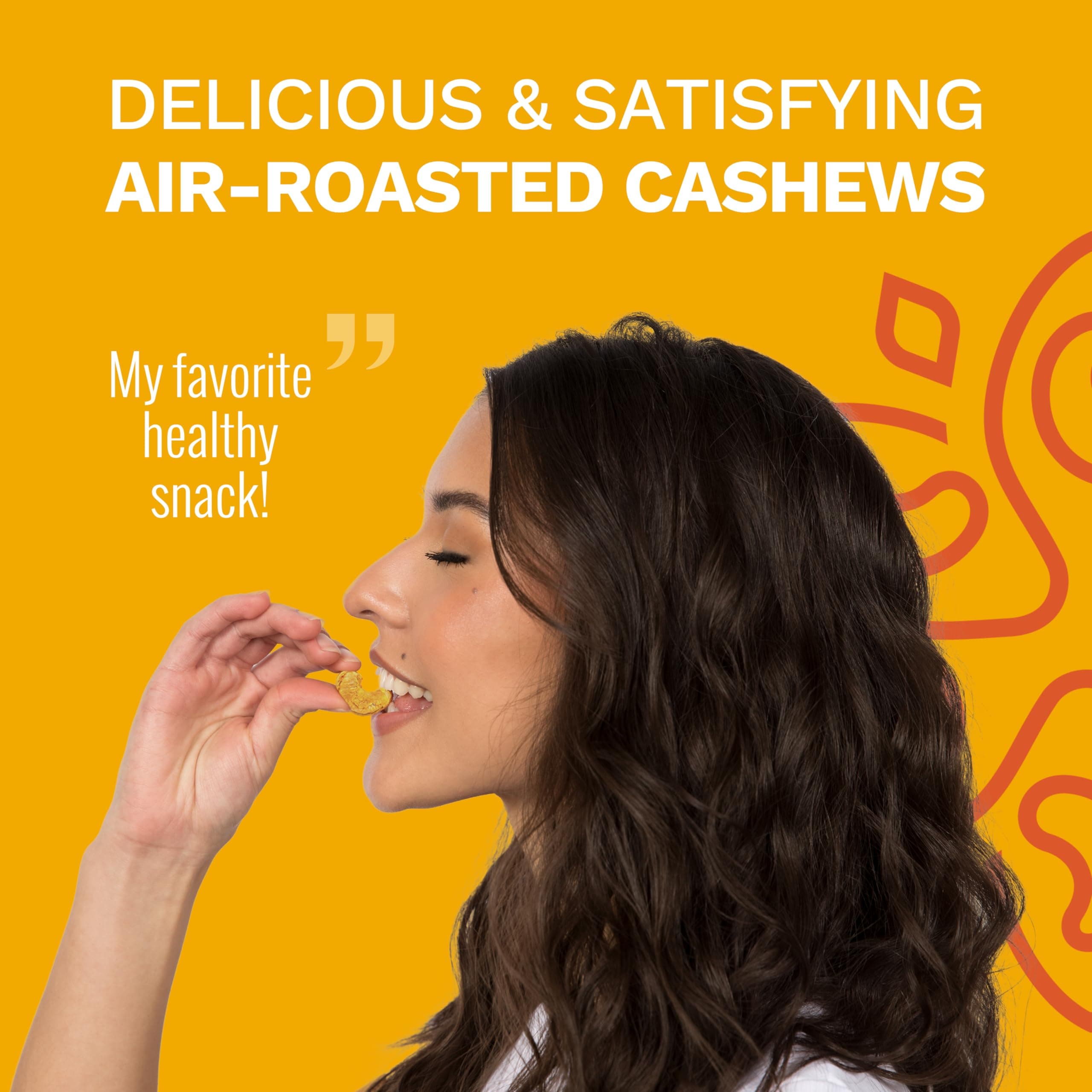 Golden Turmeric Wrapped Whole Cashews by Karma Nuts, Air Roasted with Natural Skins, 2X more Fiber, Whole 30, Peanut-Free Facility, Kosher, Everyday Nut Snack, 7oz Resealable Bag thumbnail 2