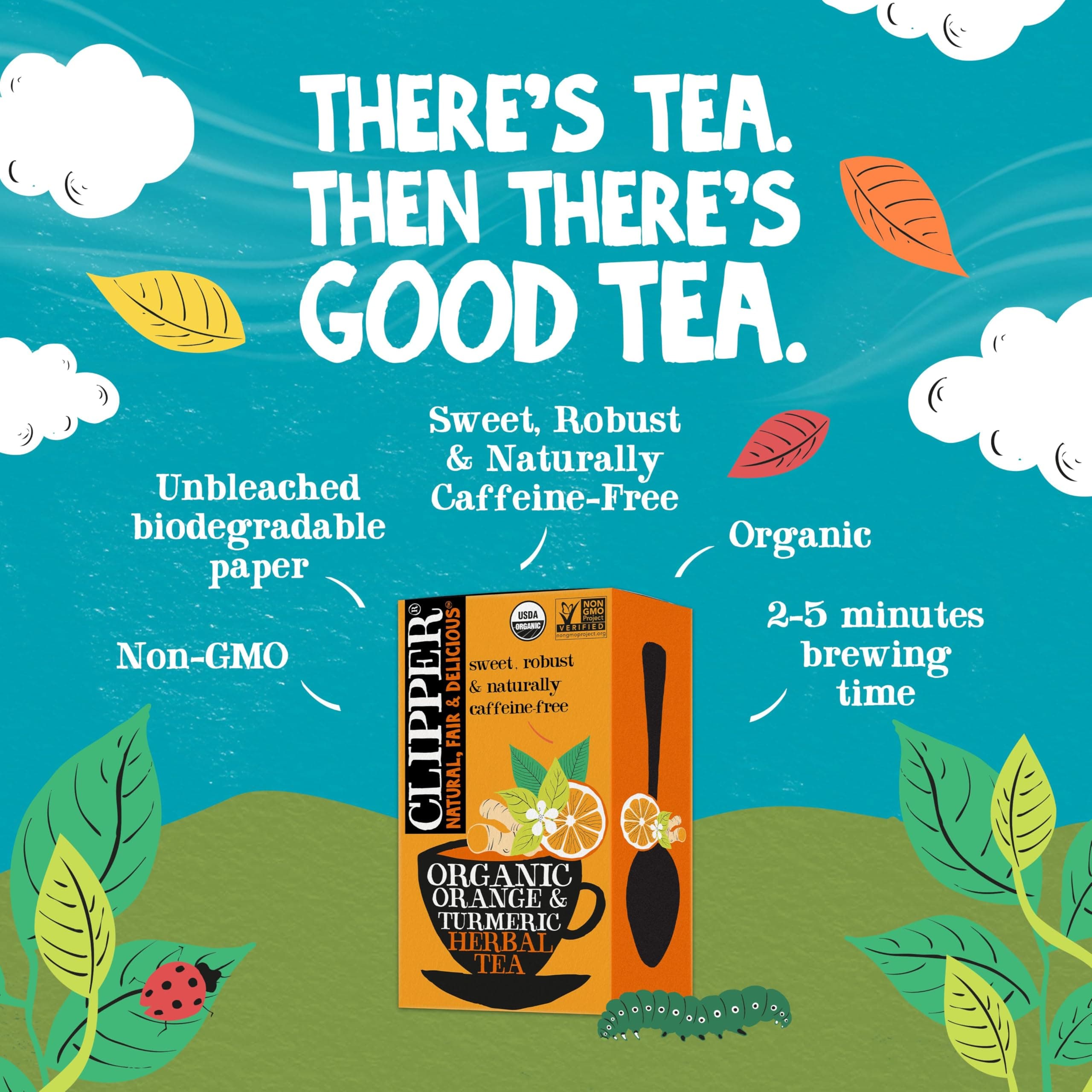 Clipper Tea, Orange & Turmeric, Organic Tea with Licorice Root, Orange Peel and Hibiscus, Plant Based Herbal Tea, Caffeine Free British Tea, 1 Pack, 20 Unbleached Tea Bags thumbnail 2