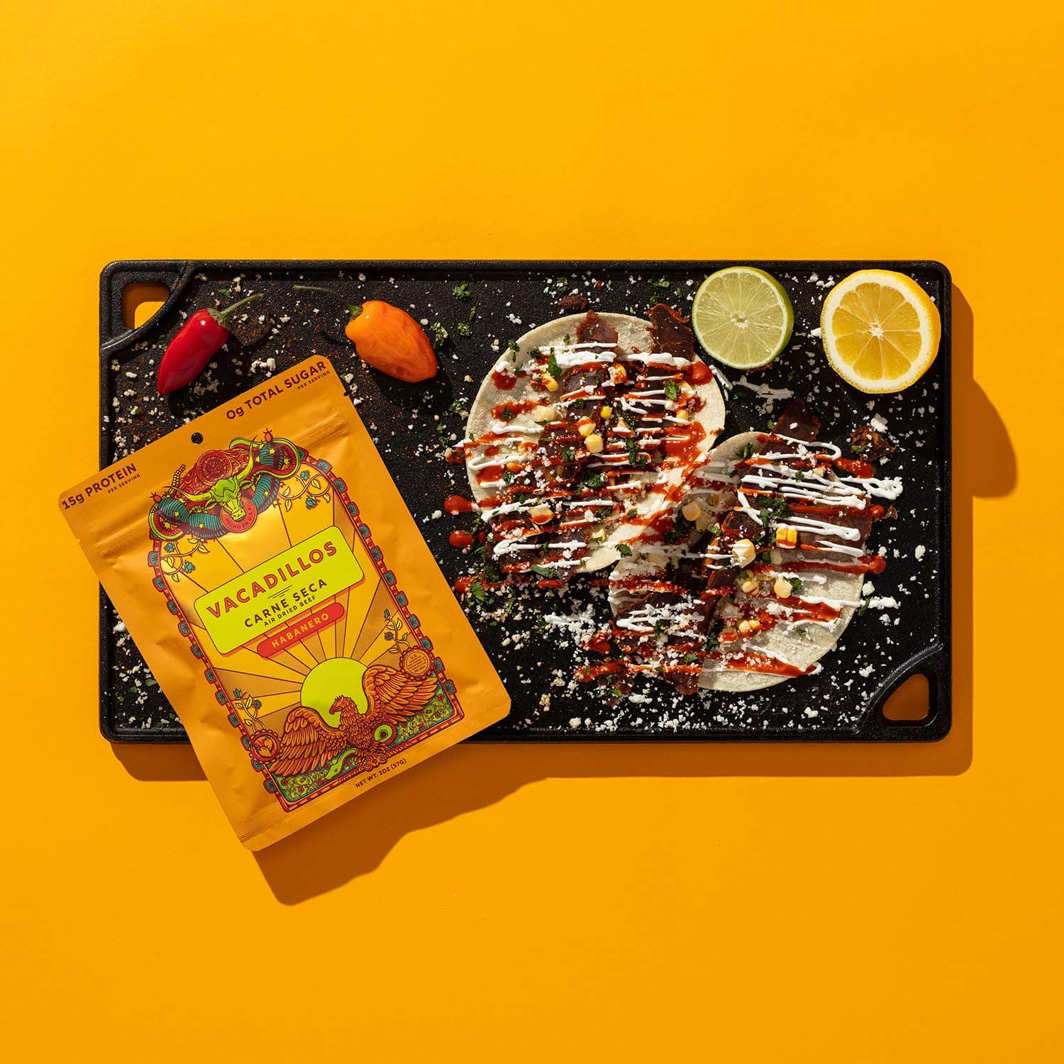 Vacadillos Beef Jerky Snack Packs Carne Seca, Habanero 3-Pack thumbnail 2