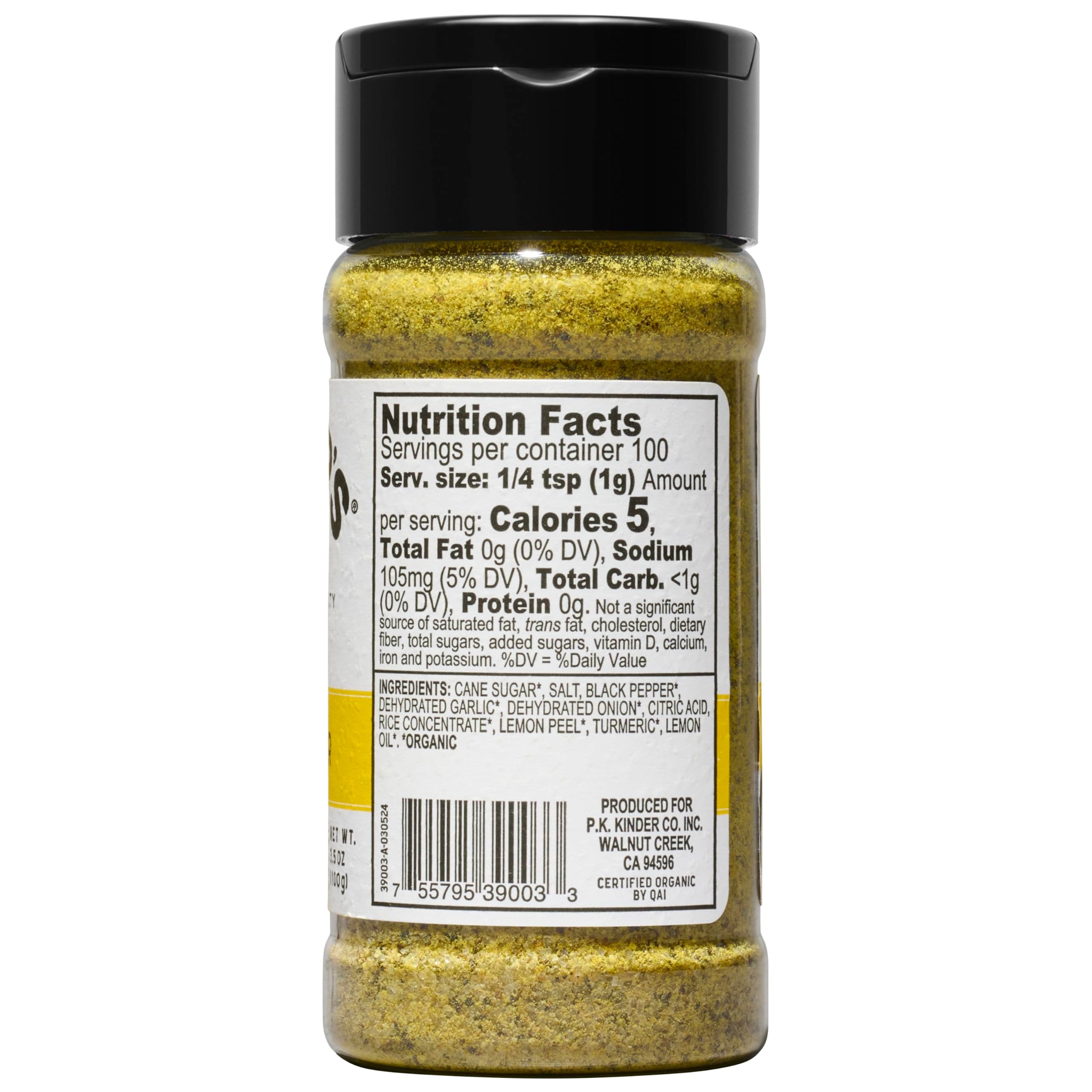 Kinder's Organic Lemon Pepper, Premium Quality Seasoning, MSG Free and USDA Certified Organic, 3.5 oz thumbnail 2