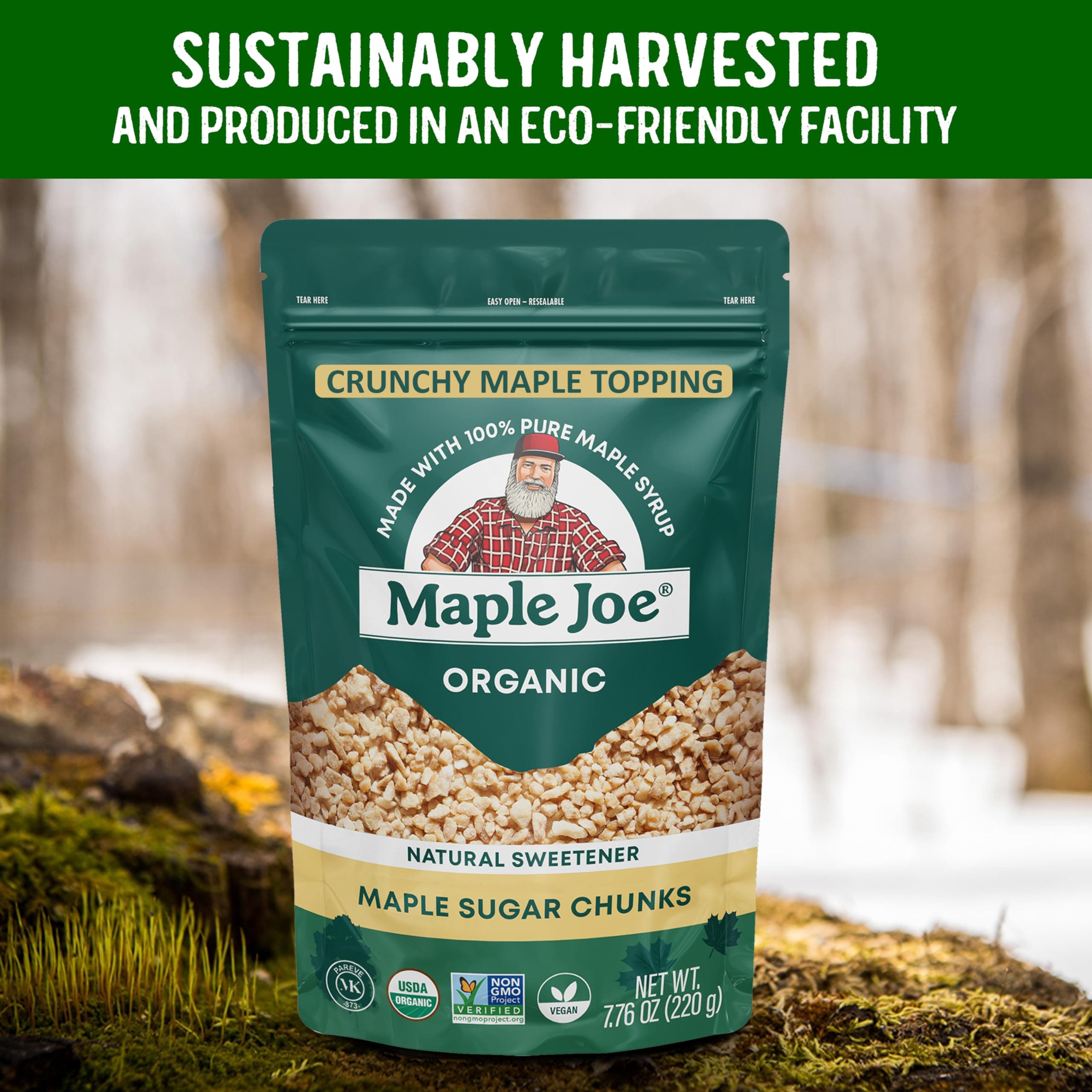 Maple Joe Organic Maple Sugar Sprinkles, Maple Flakes Made With Canadian 100% Pure Maple Syrup. Delicious With Coffee, Ice Cream, Yogurt & More Maple Sugar Granulated Chips Maple Chunks 7.8 oz thumbnail 7
