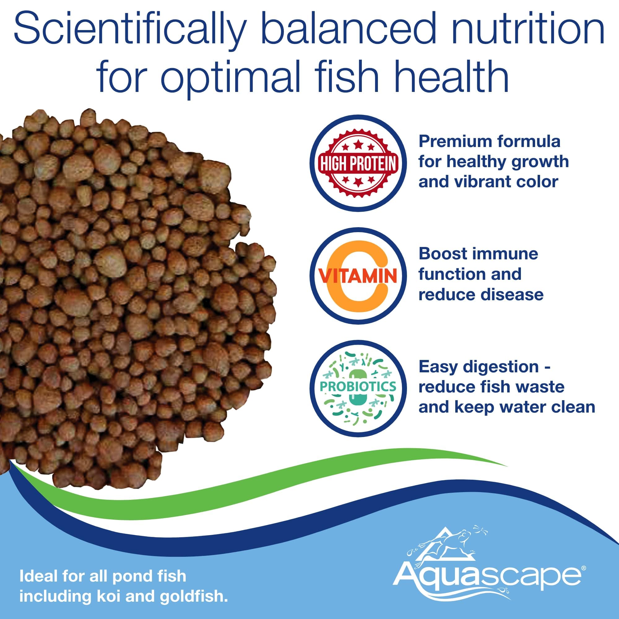 Aquascape Premium Staple Pond and Koi Fish Food, Mixed Pellet Size, 4.4 Pounds, 81052 thumbnail 2