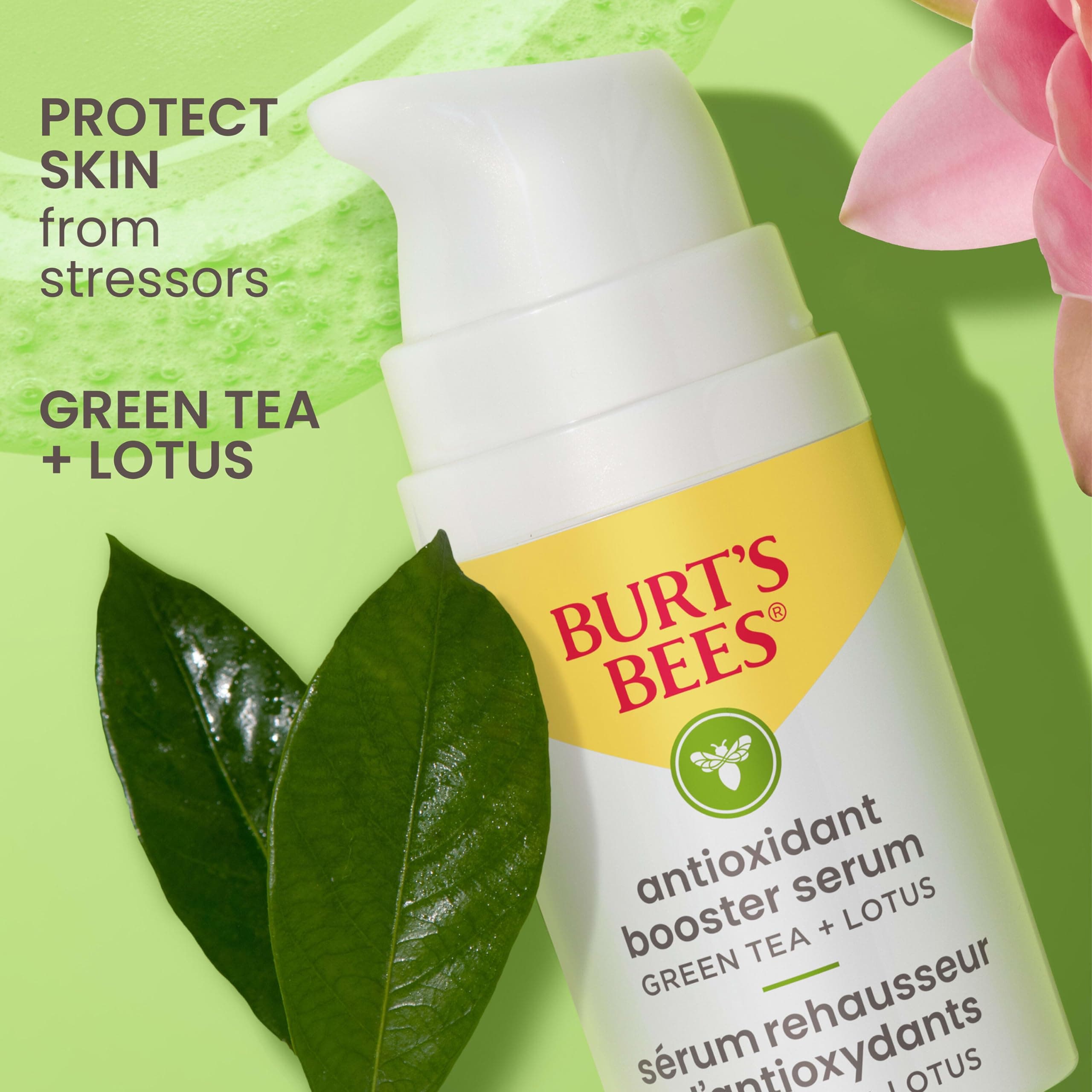 Burt's Bees Green Tea Face Serum, Protects & Improves Skin Tone with Antioxidant Rich Green Tea & Lotus, Naturally Brightening & Firming, Lightweight - Antioxidant Booster Serum (1 oz) thumbnail 3