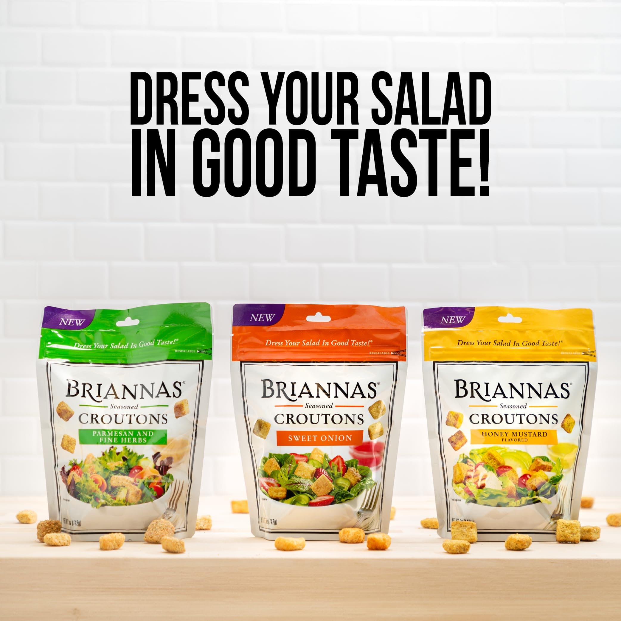 BRIANNAS - Sweet Onion Croutons - Baked-in Flavor, Crispy Croutons for Salads and More - 5 oz. Bag thumbnail 5