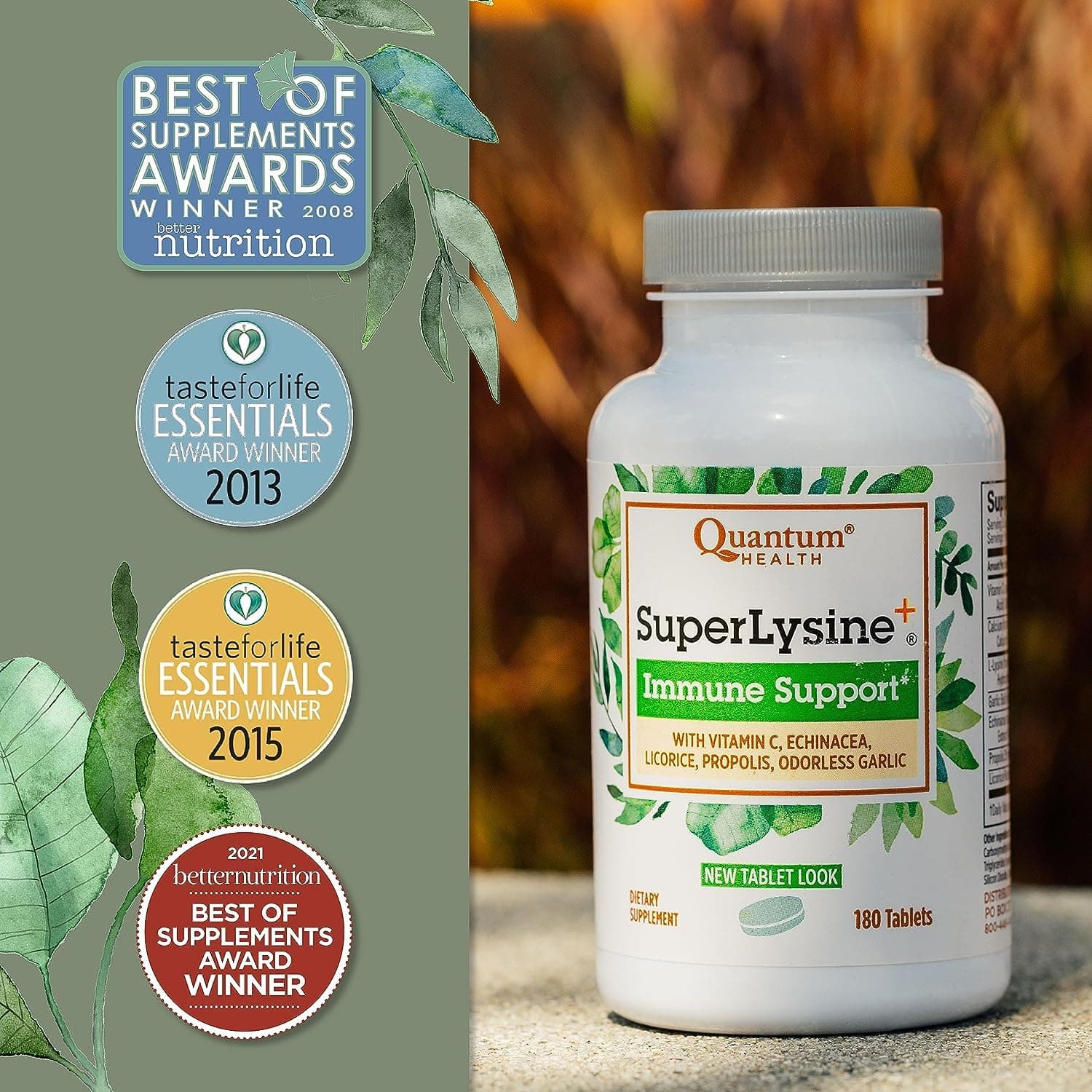 Quantum Health SuperLysine+ Advanced Formula Immune Support Supplement Lysine 1500 mg, Vitamin C Echinacea Licorice Bee Propolis & Odorless Garlic - 180 Tablets (Pack of 2) thumbnail 4