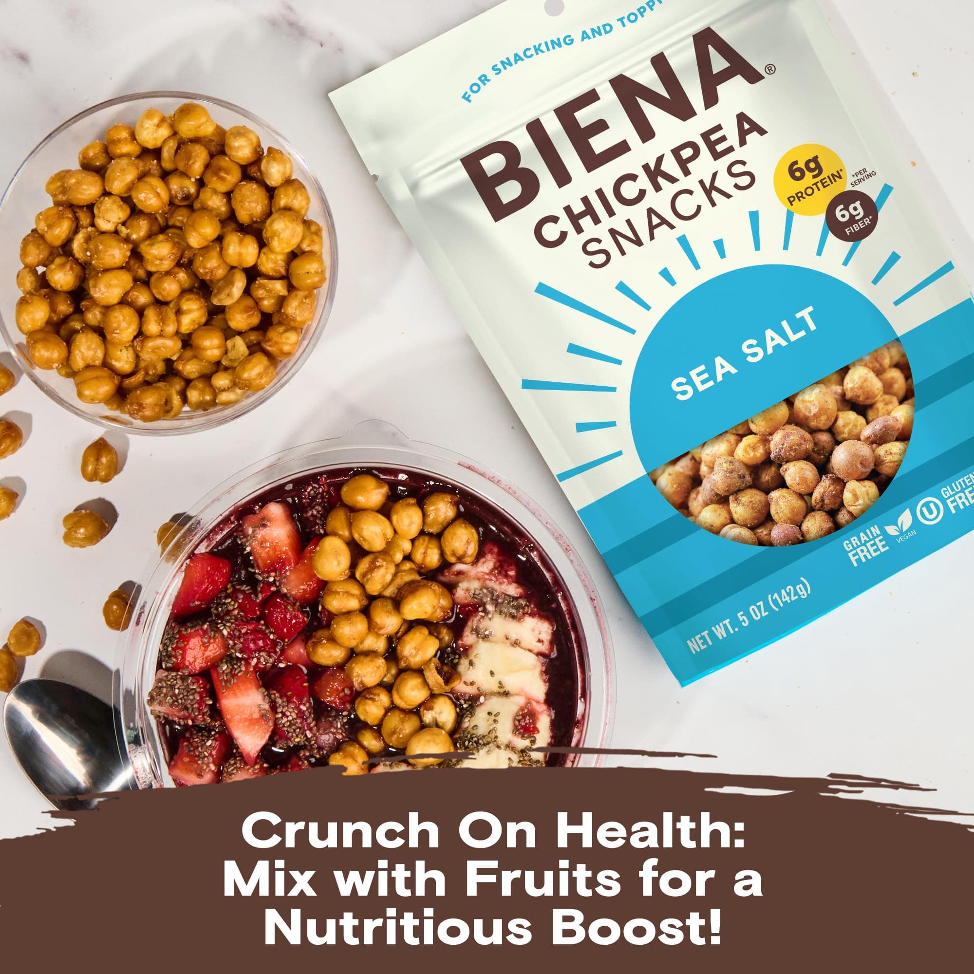 Biena Foods, Sea Salt Roasted Chickpea Snack, 5 Ounce thumbnail 9