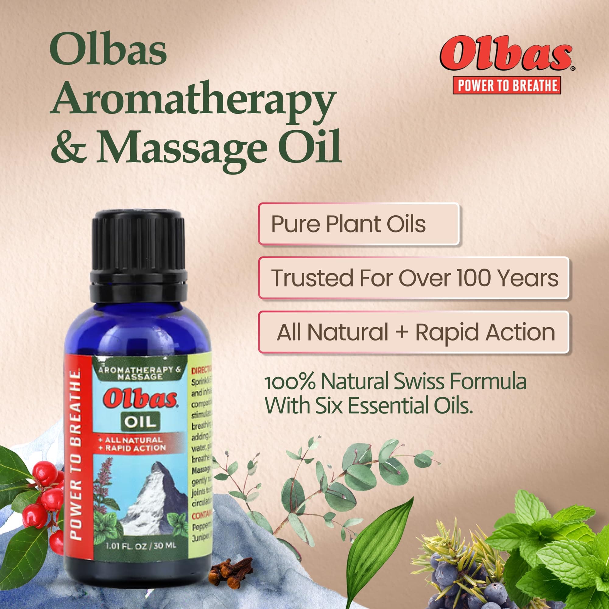 Olbas Massage and Aromatherapy Oil, 1.01 Fl Oz,Body Massage Oil, Swiss Herbal Remedies with Pure Essential Massage Oils for Muscle Relaxing and Soothing Comfort for Pain Relief. thumbnail 2