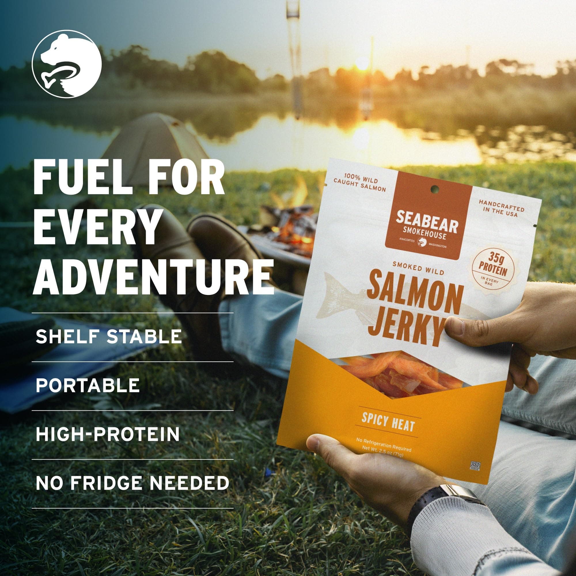 SeaBear Spicy Heat Wild King Salmon Jerky 2-Pack Smoked Salmon Jerky, Wild-Caught Alaskan Salmon, High-Protein Snack, Cold Smoked & Ready to Eat, Classic Smokehouse Flavor, 2.5 oz Bag (Pack of 2) thumbnail 4