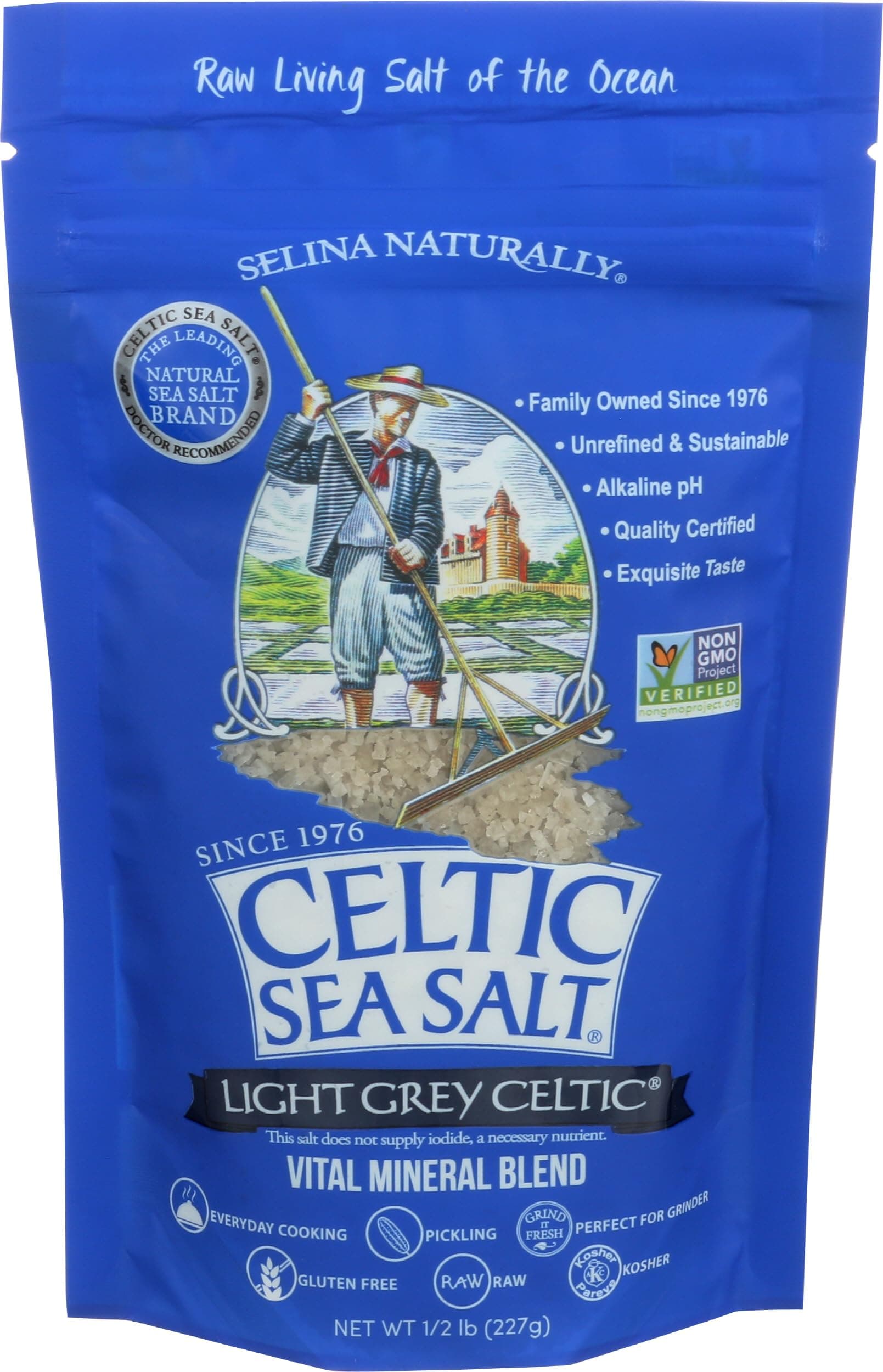 Celtic Sea Salt Light Grey Coarse – Unrefined Mineral Salt, 70+ Trace Minerals, Sustainably Harvested, GMP Certified – Cooking, Finishing, Hydration, Grinder Use – ½ Pound Resealable Bag thumbnail 4