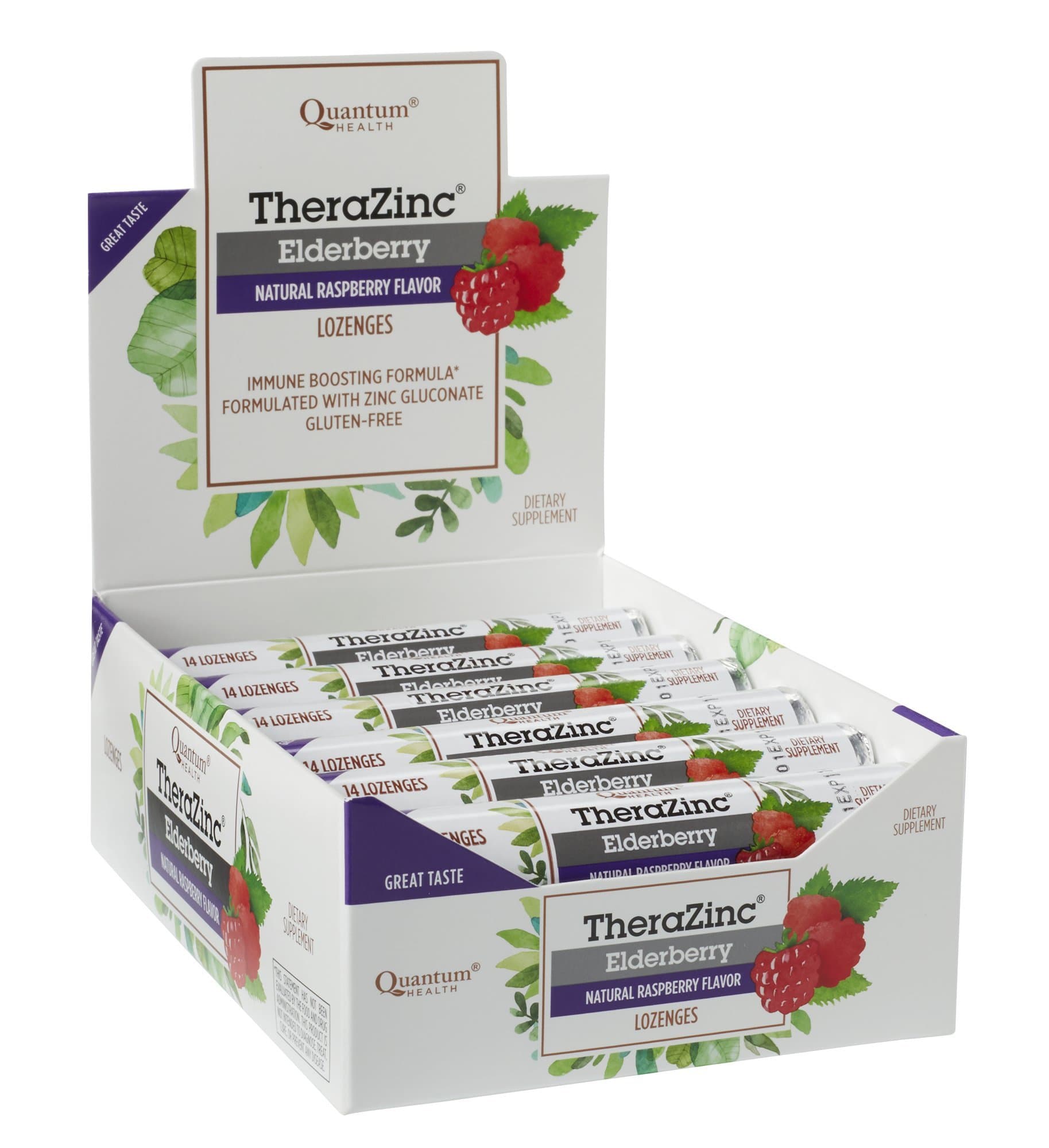 Quantum Health TheraZinc Zinc Lozenges|Elderberry Raspberry|Immune Support Formulated with Zinc Gluconate|Fast Relief|No Aftertaste|14 Count thumbnail 2