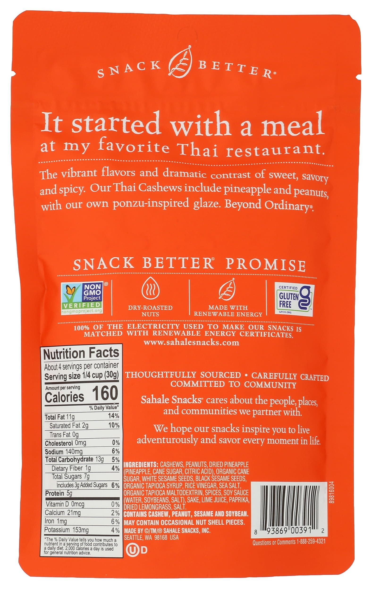 Sahale Snacks Thai Cashews Glazed Mix, 4 Ounces thumbnail 2