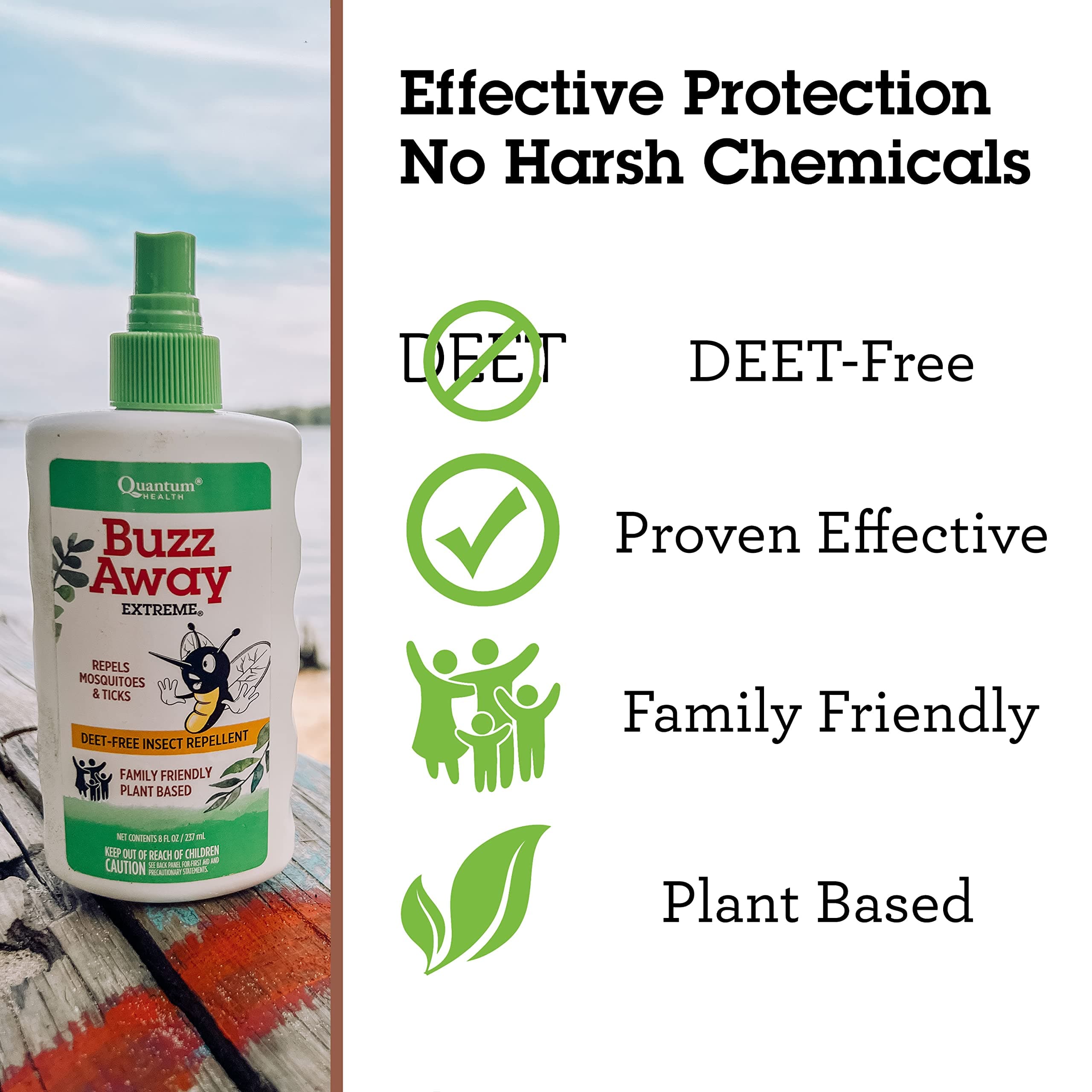 Quantum Health Buzz Away Extreme Insect Repellent|DEET Free Spray|Repels Mosquitos and Ticks|Formulated with Powerful Combo of Essential Oils|Safe for Kids|2 Ounce thumbnail 4