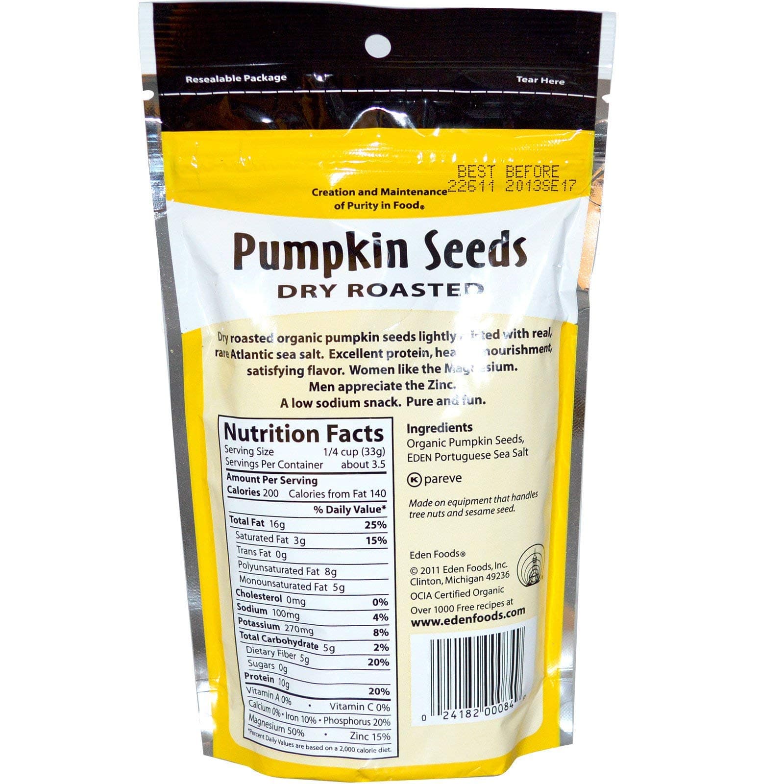 Eden Foods Organic Pumpkin Seeds, 4 OZ thumbnail 2