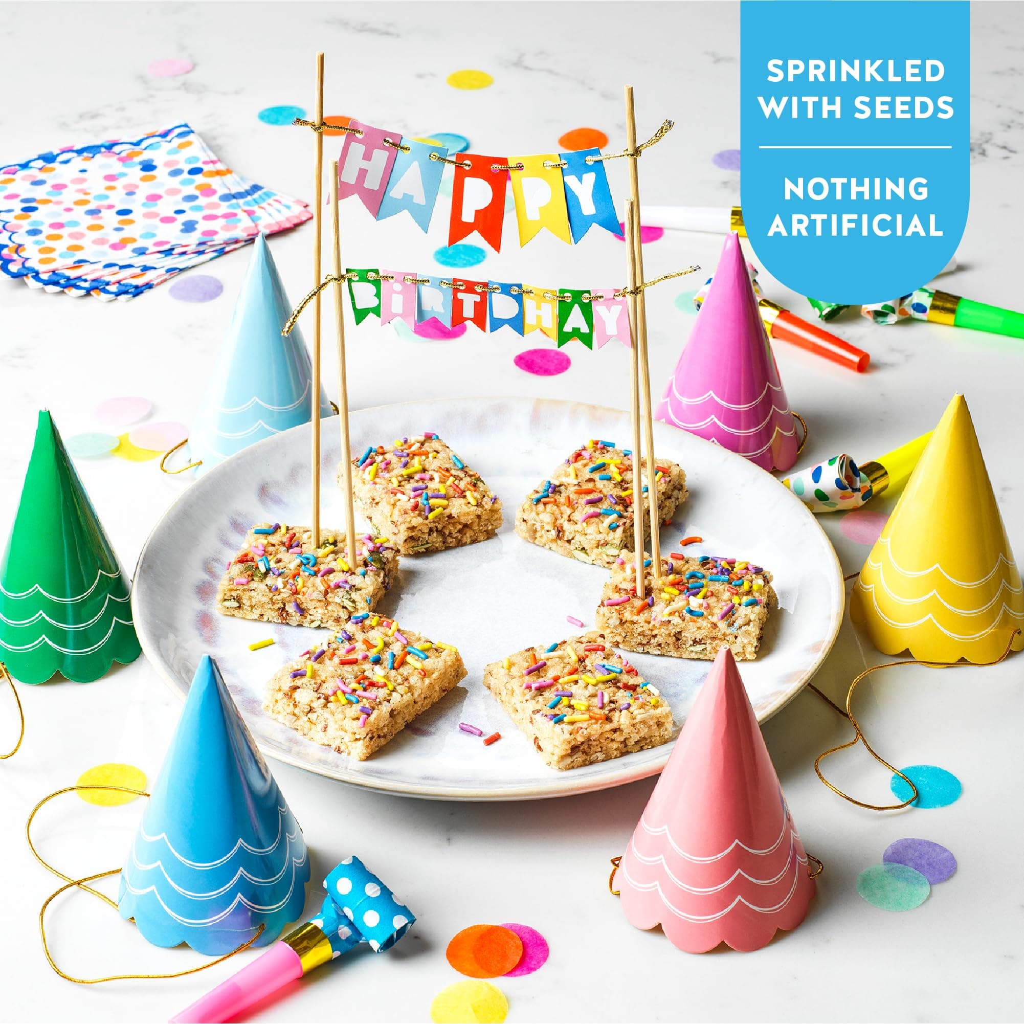 Blake’s Seed Based Crispy Treats – Birthday Cake (6 Count), Nut Free, Gluten Free, Dairy Free & Vegan, Healthy Snacks for Kids or Adults, School Safe, Low Calorie Organic Fruit Flavored Snack thumbnail 5