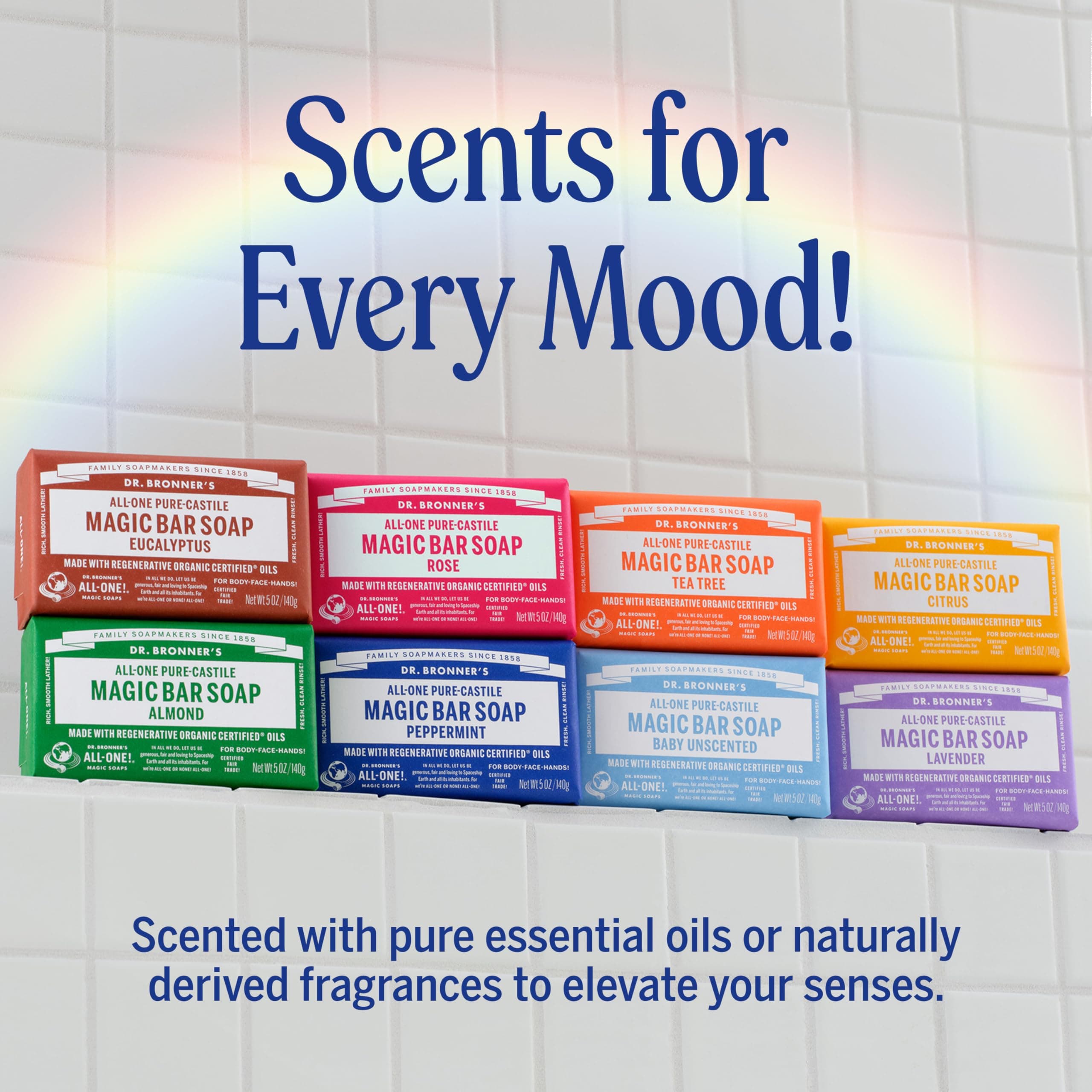 Dr. Bronner's Pure-Castile Magic Bar Soap (Peppermint, 5oz, 12-Pack) – Made with Regenerative Organic Certified Oils, Soap Bars for Men & Women, Vegan, Cruelty-Free, Non-GMO thumbnail 7