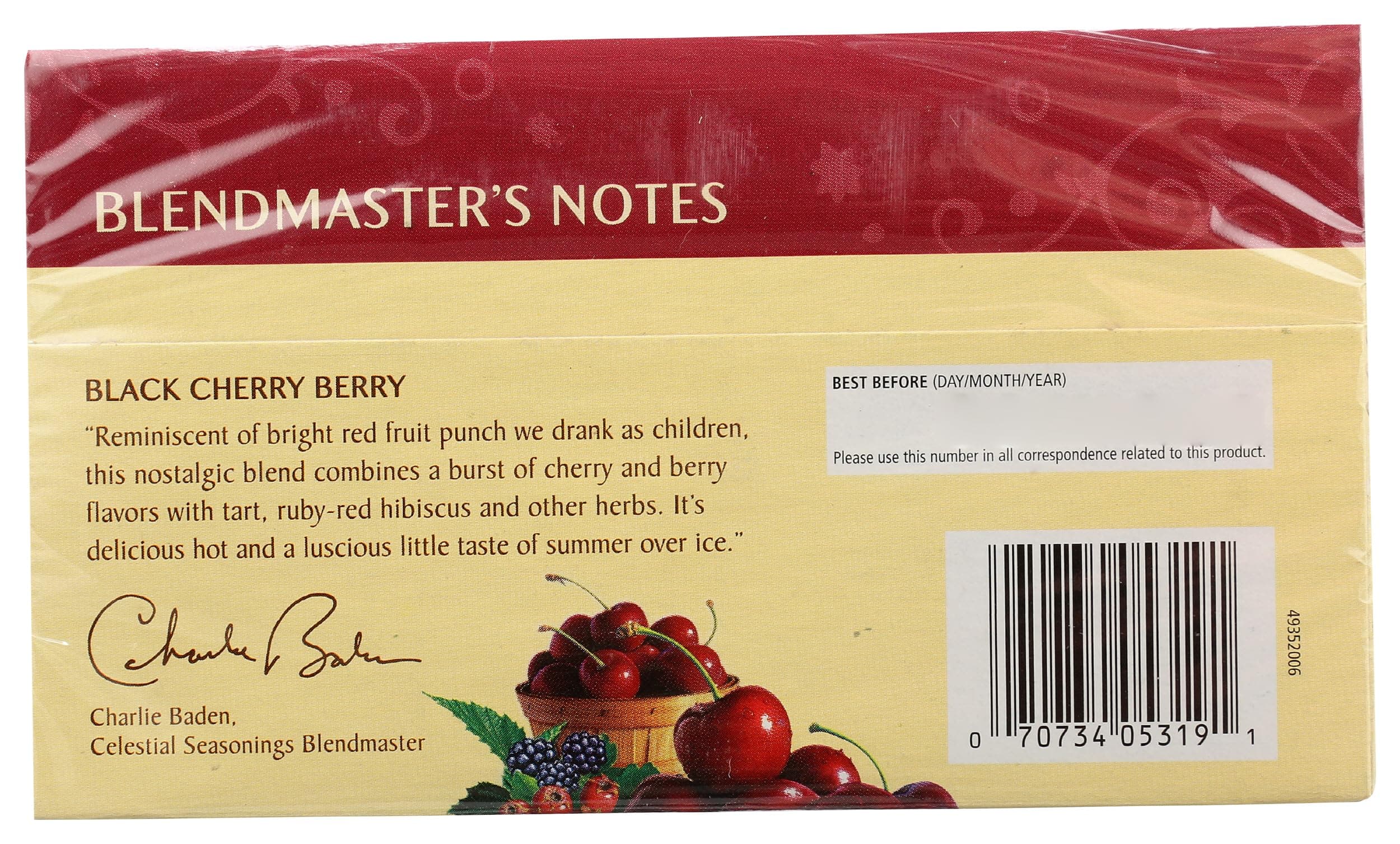 Celestial Seasonings Black Cherry Berry Herbal Tea, 20 Count thumbnail 2