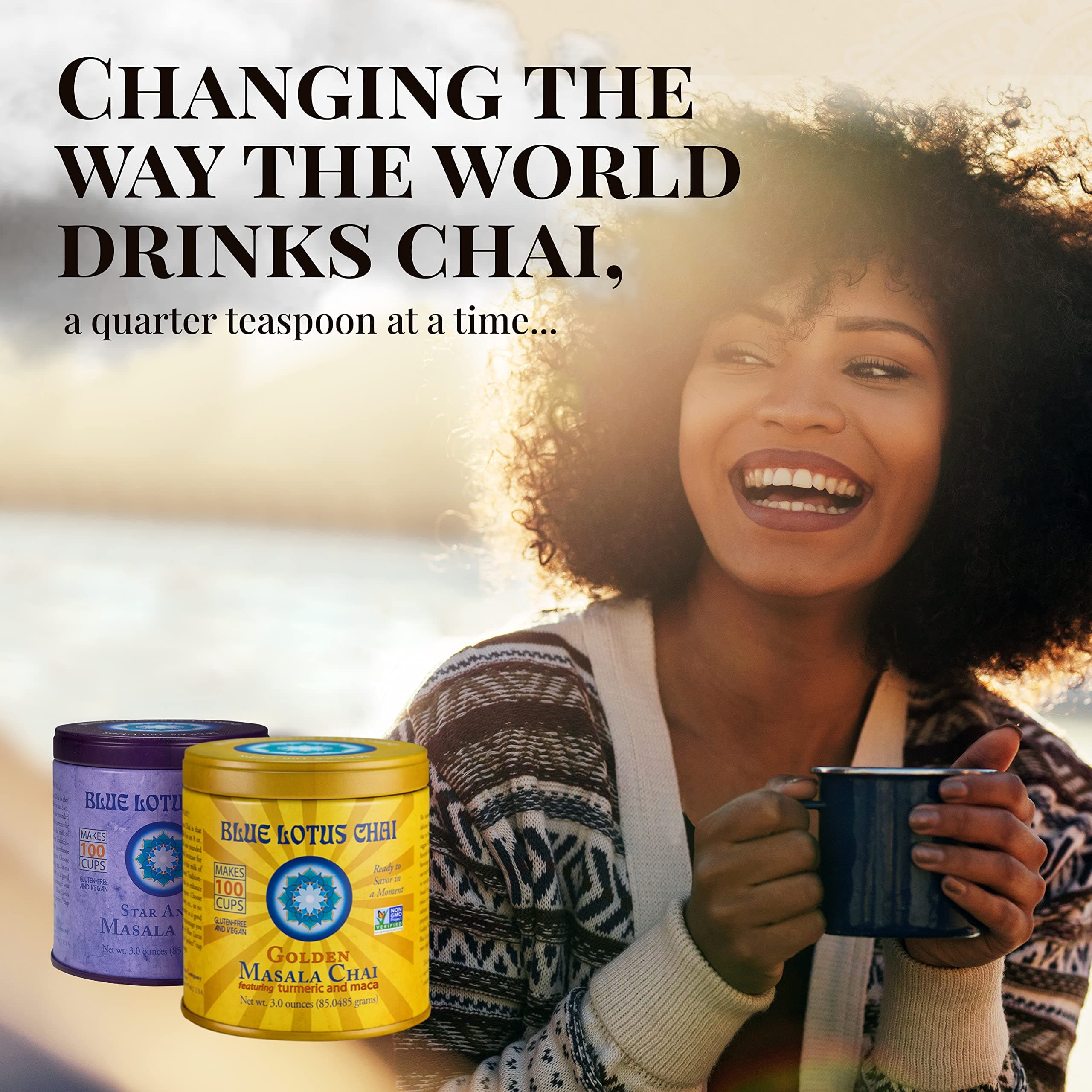 Blue Lotus Chai - Traditional Masala Chai - Makes 100 Cups - 3 Ounce Masala Spiced Chai Powder with Organic Spices - Instant Indian Tea No Steeping - No Gluten thumbnail 7