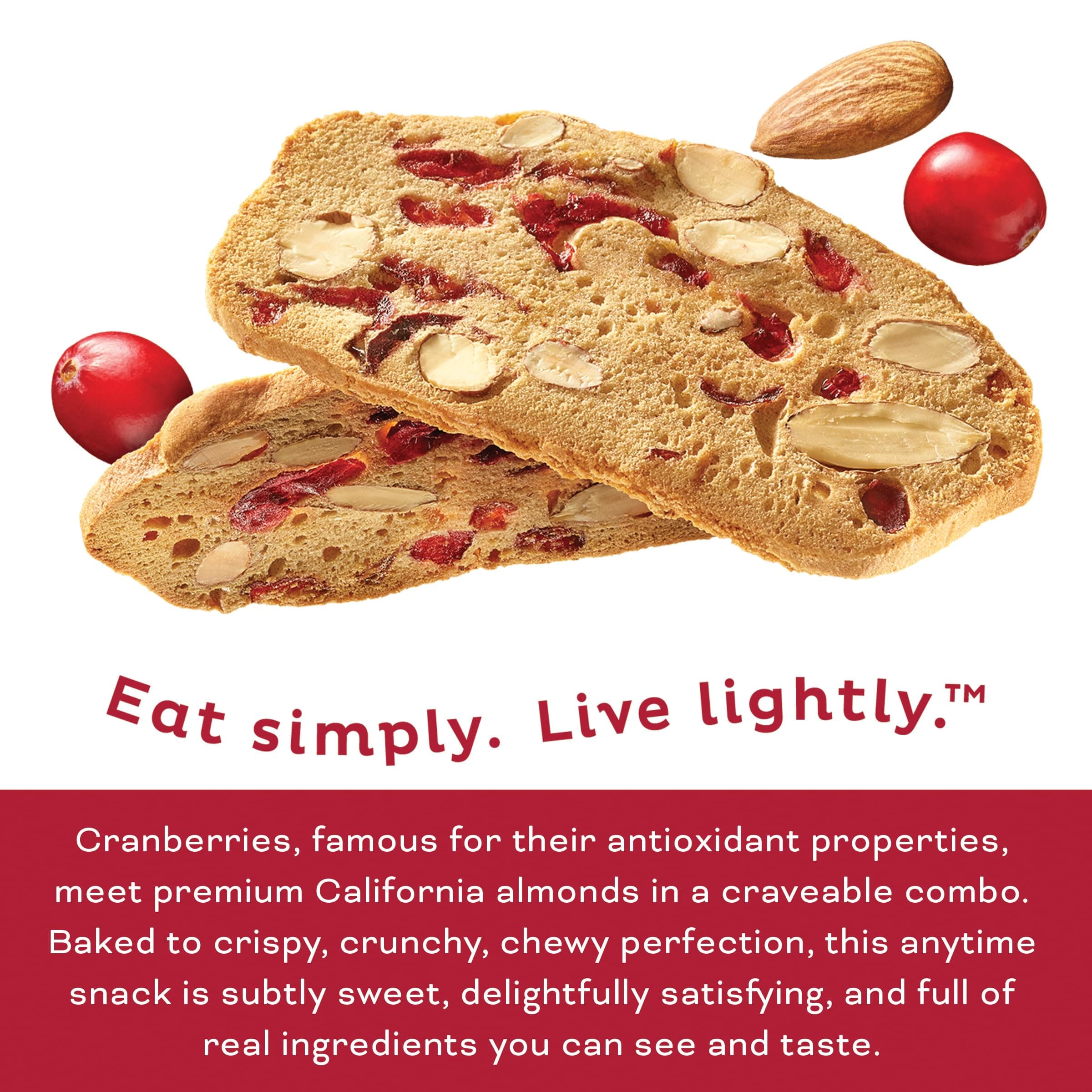 Nonni's THINaddictives Cranberry Almond Nut Cookies with Real Fruit, Sweet Crunchy & Chewy Crisps, 6 Boxes of 6 On-the-Go Packs (108 Cookies Total) thumbnail 2