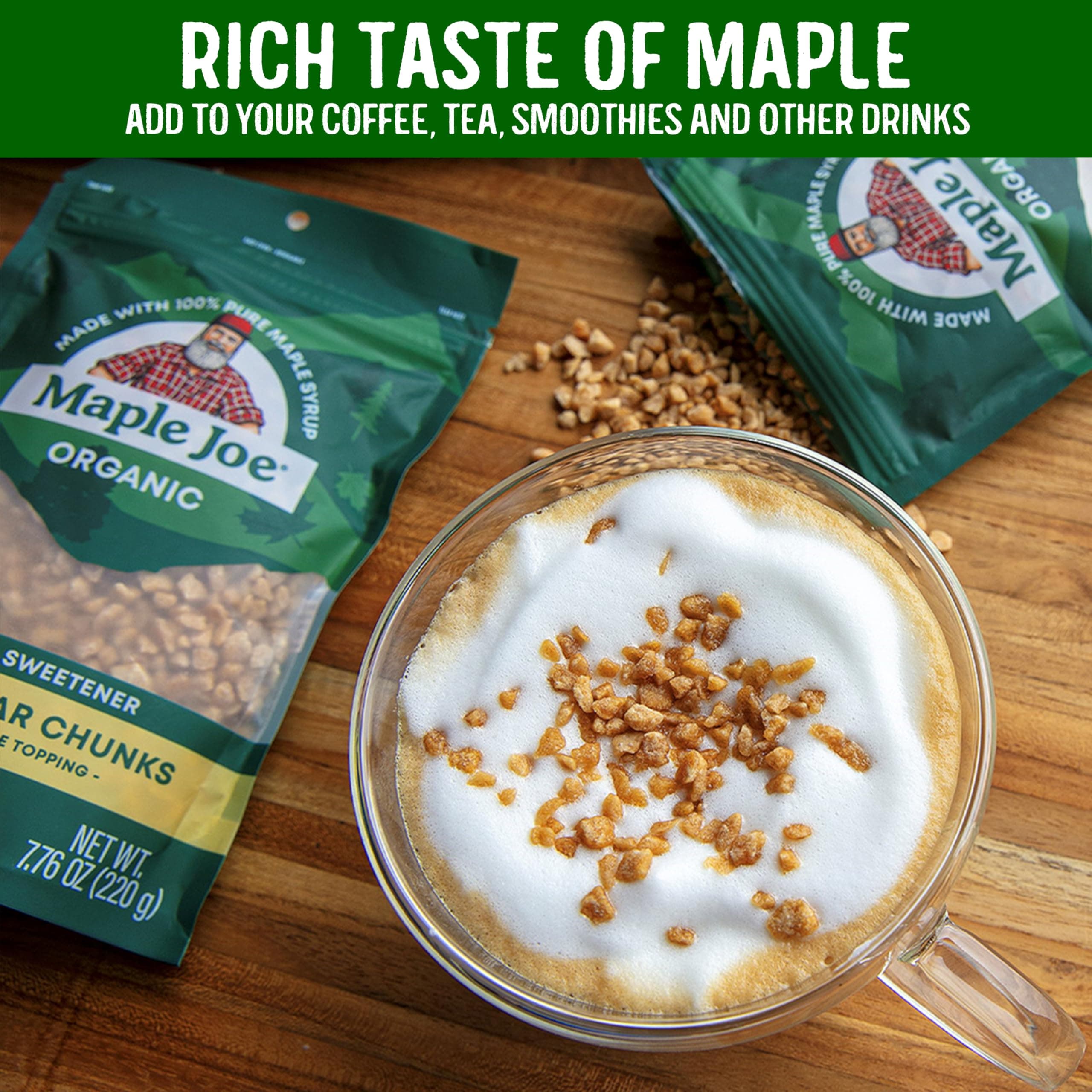Maple Joe Organic Maple Sugar Sprinkles, Maple Flakes Made With Canadian 100% Pure Maple Syrup. Delicious With Coffee, Ice Cream, Yogurt & More Maple Sugar Granulated Chips Maple Chunks 7.8 oz thumbnail 4