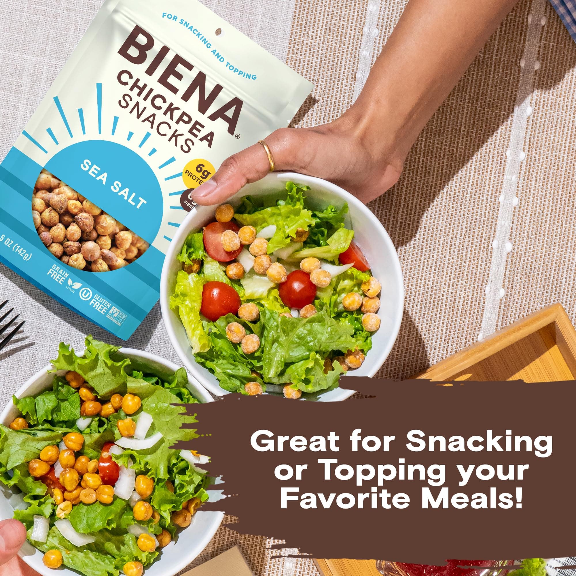 Biena Foods, Sea Salt Roasted Chickpea Snack, 5 Ounce thumbnail 8