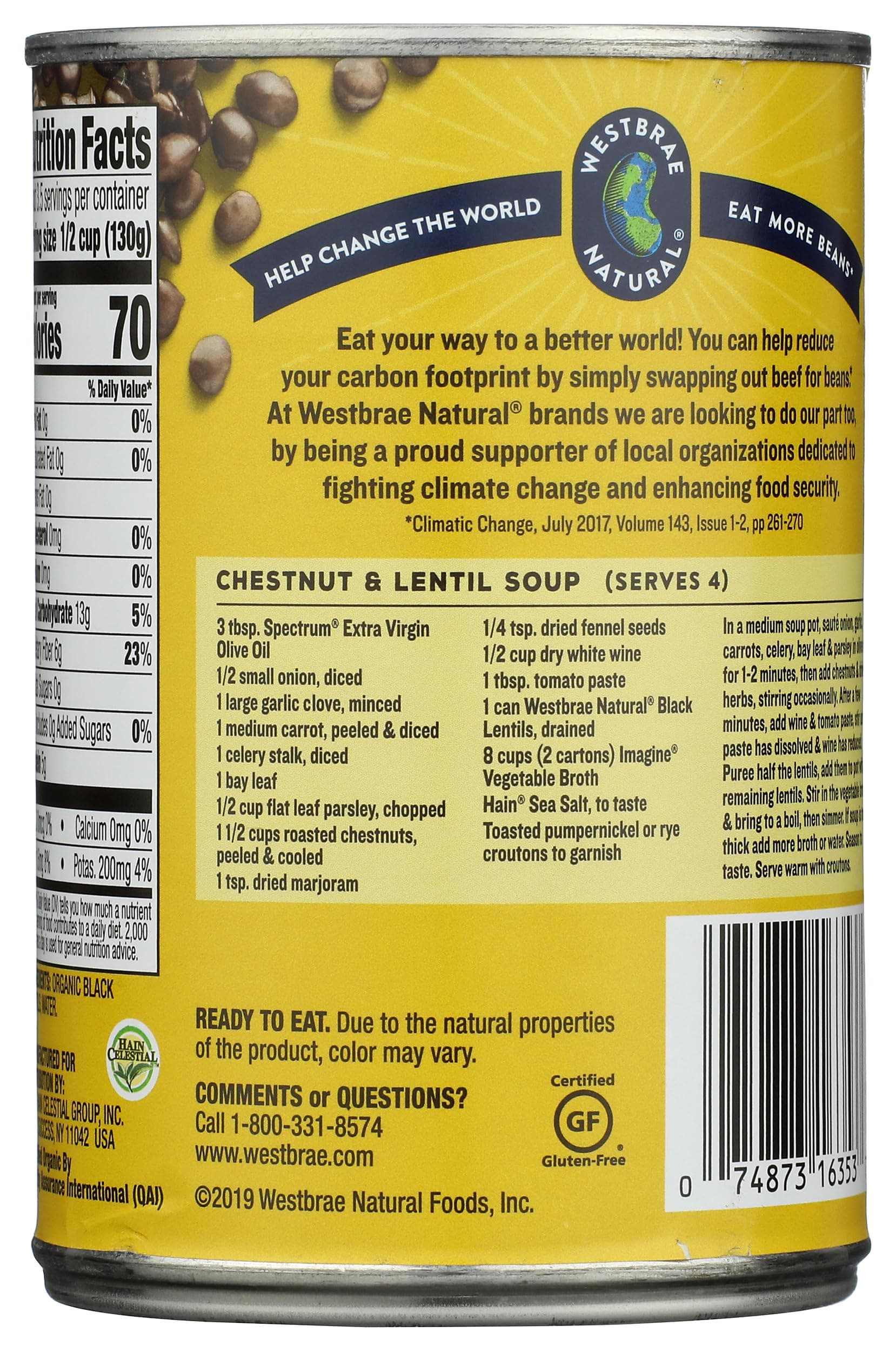 Westbrae Natural Organic Black Lentils, 15 OZ thumbnail 2