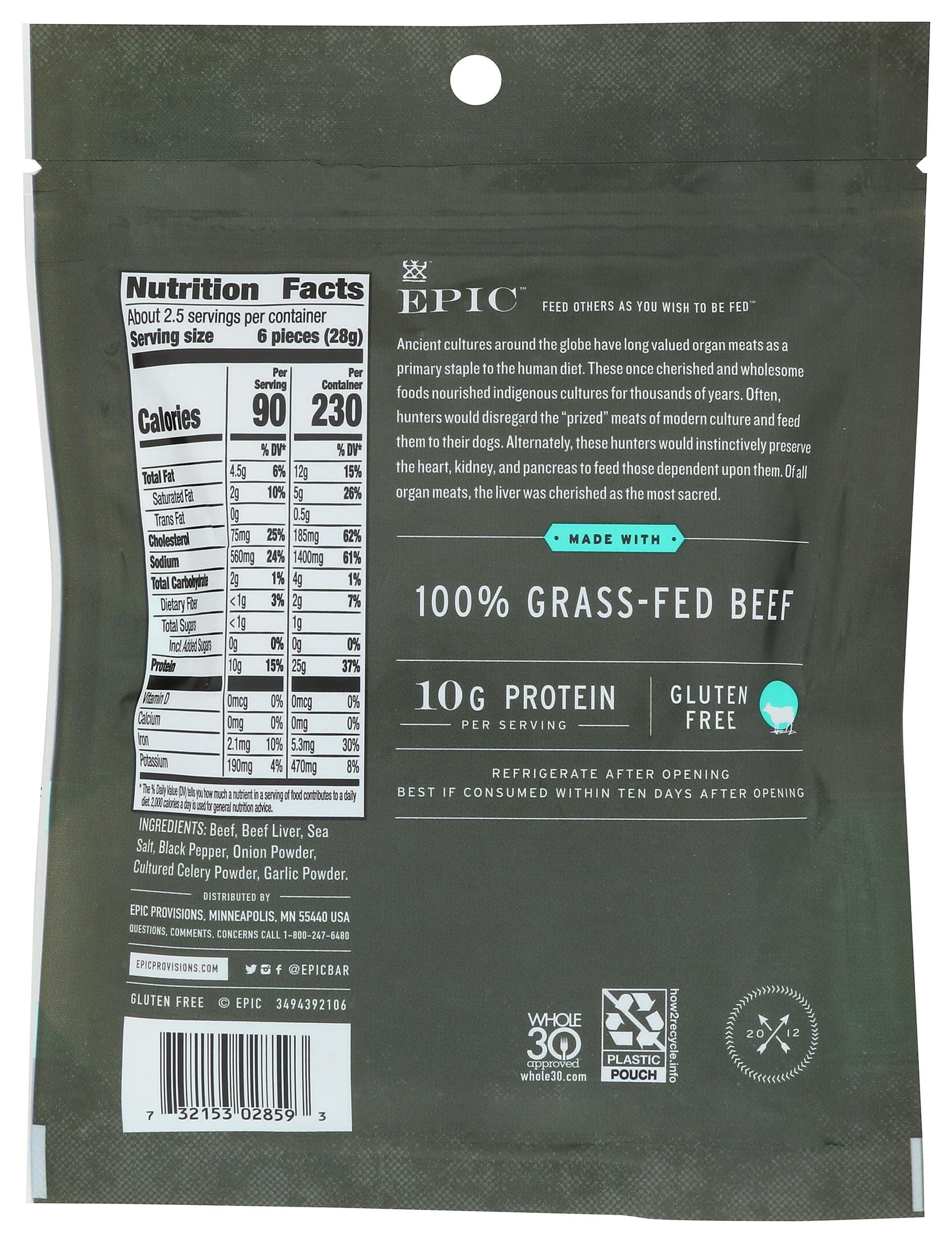 Epic Provisions Sea Salt Beef & Beef Liver Bites, 2.5 OZ thumbnail 2