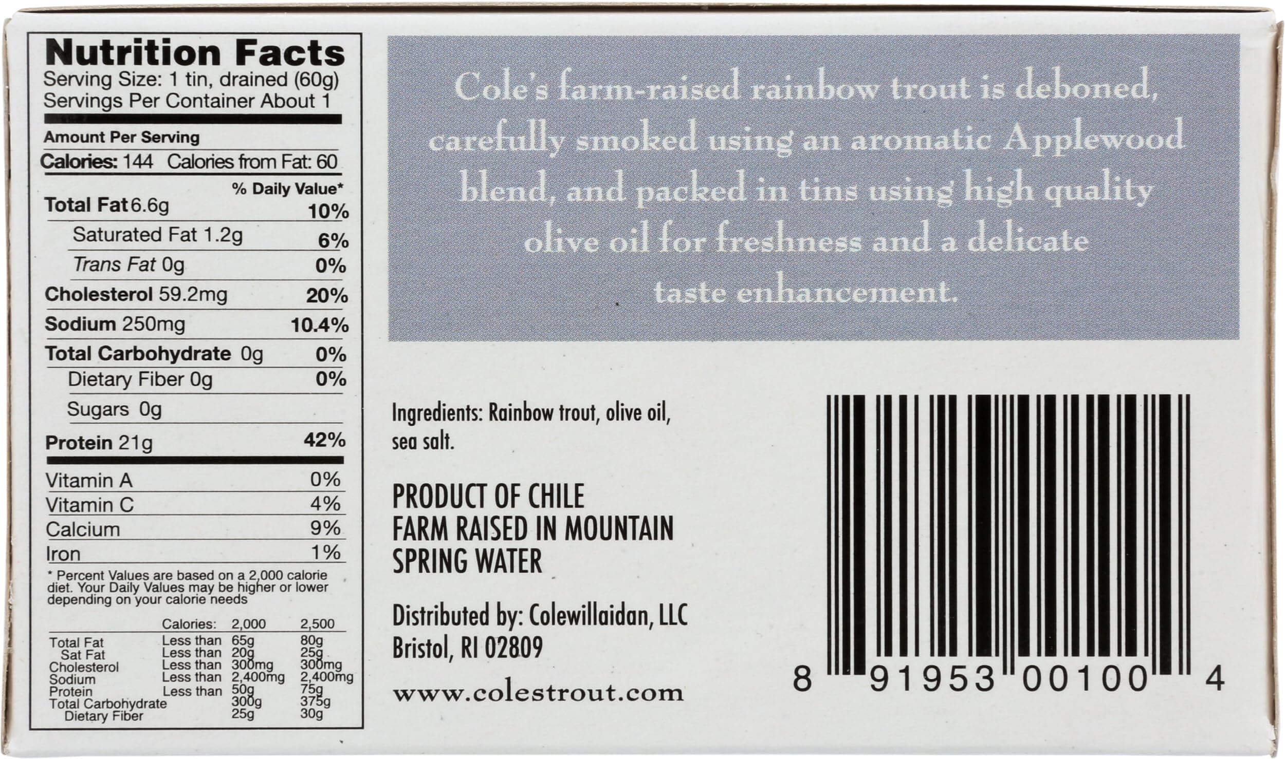 Cole, Trout Applewood Smoked In Olive Oil, 3.2 Ounce thumbnail 2