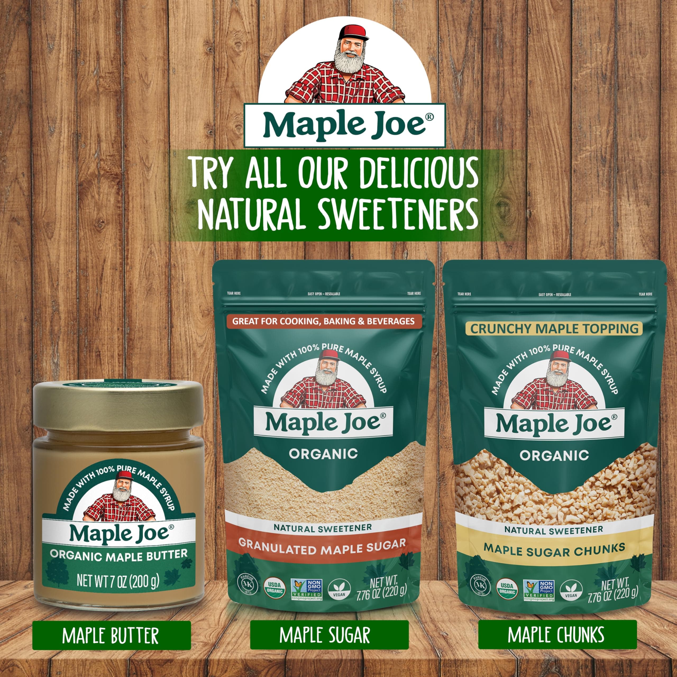 Maple Joe Organic Maple Sugar Granulated, Made With 100% Grade A Organic Maple Syrup. Powdered Maple Sugar For Cooking & Baking. Fat-Free, Gluten Free & Vegan. 7.8 oz thumbnail 7