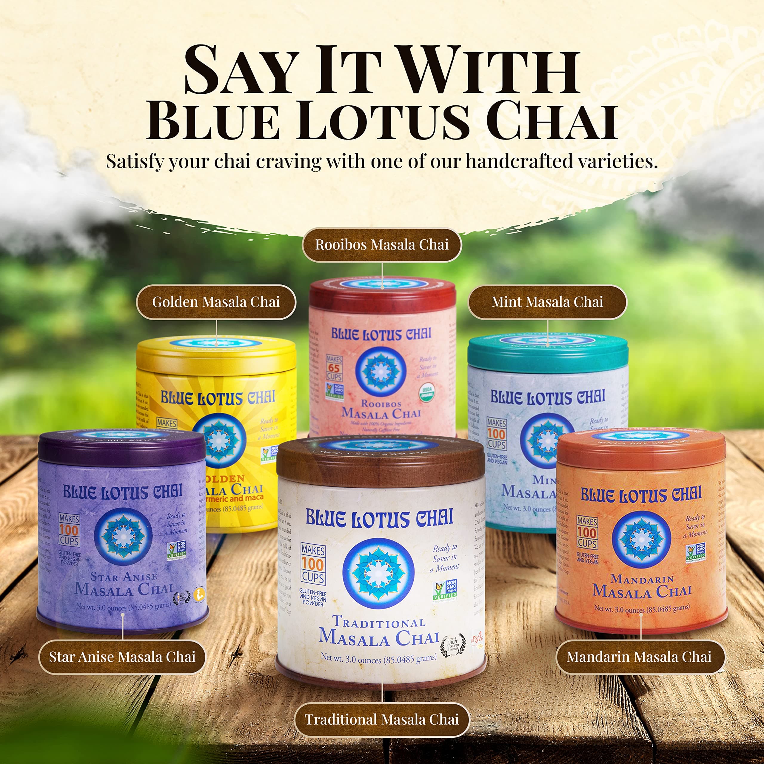 Blue Lotus Chai - Traditional Masala Chai - Makes 100 Cups - 3 Ounce Masala Spiced Chai Powder with Organic Spices - Instant Indian Tea No Steeping - No Gluten thumbnail 8